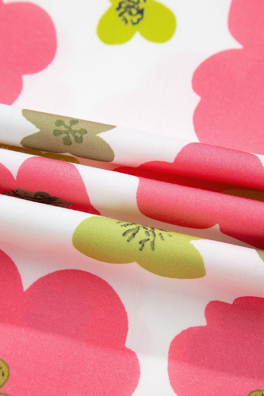 Pink Floral Ruffle Sleeve Striped Button Collar Blouse - MAD RUFFI