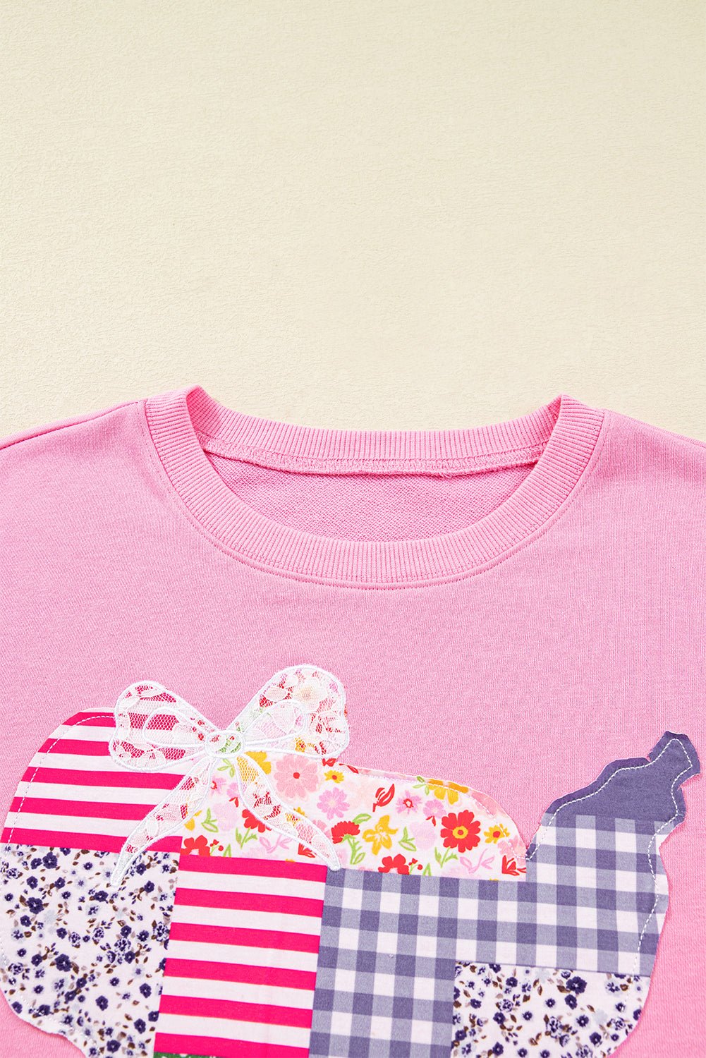 Pink Floral USA Map Patched Graphic Patriotic Sweatshirt - MAD RUFFI