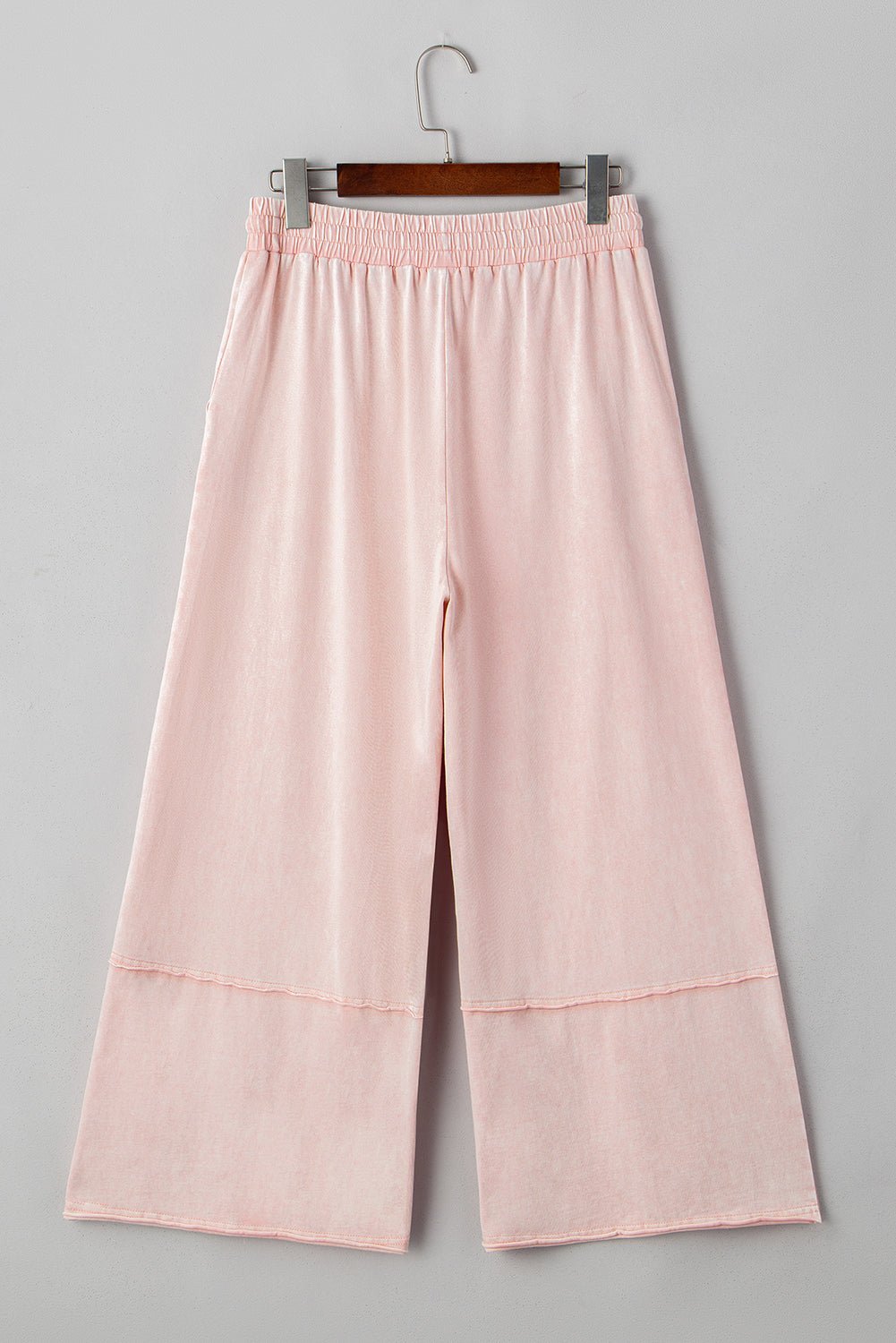 Pink Flower Patch Mineral Washed Cropped Wide Leg Pants - MAD RUFFI