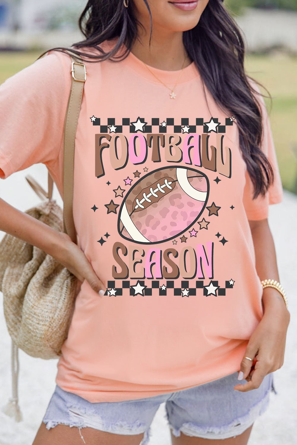 Pink FOOTBALL SEASON Graphic Game Day T Shirt - MAD RUFFI