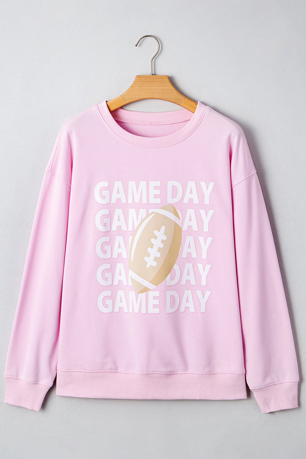 Pink GAME DAY Football Print Casual Sweatshirt - MAD RUFFI