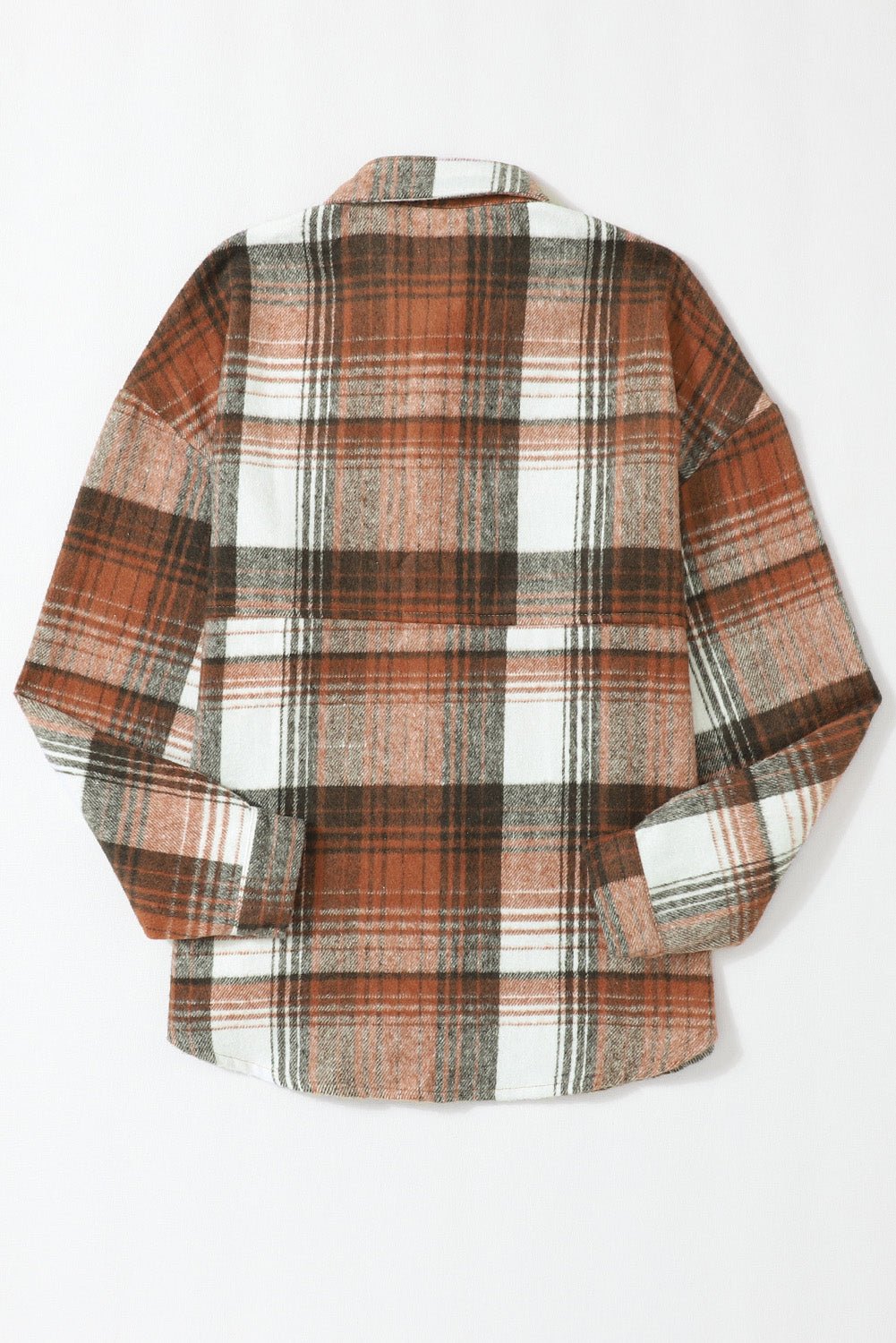 Pink & Grey Plaid Button Up Collared Flannel Shacket - MAD RUFFI