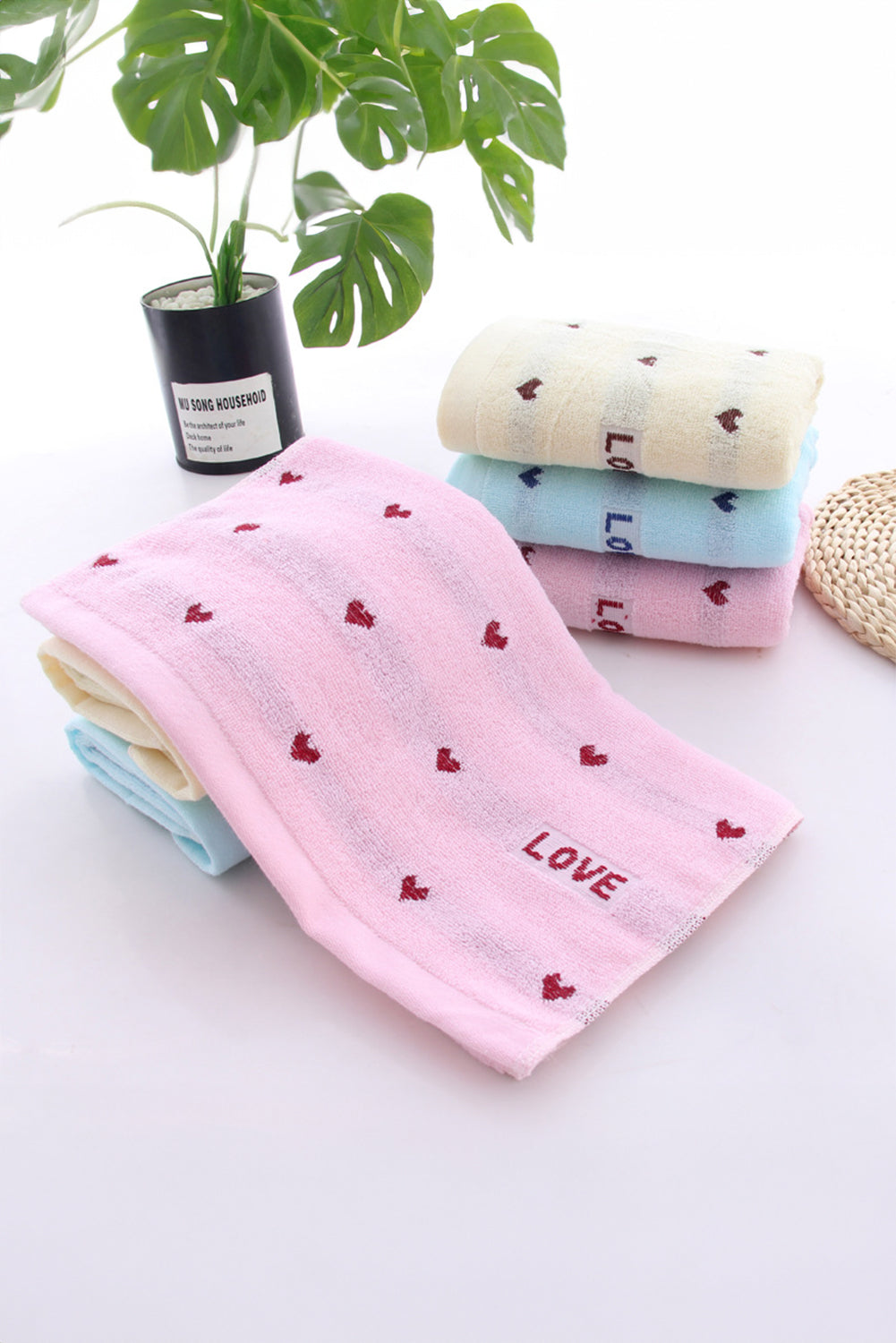 Pink Heart Pattern Love Soft Cotton Towel - MAD RUFFI