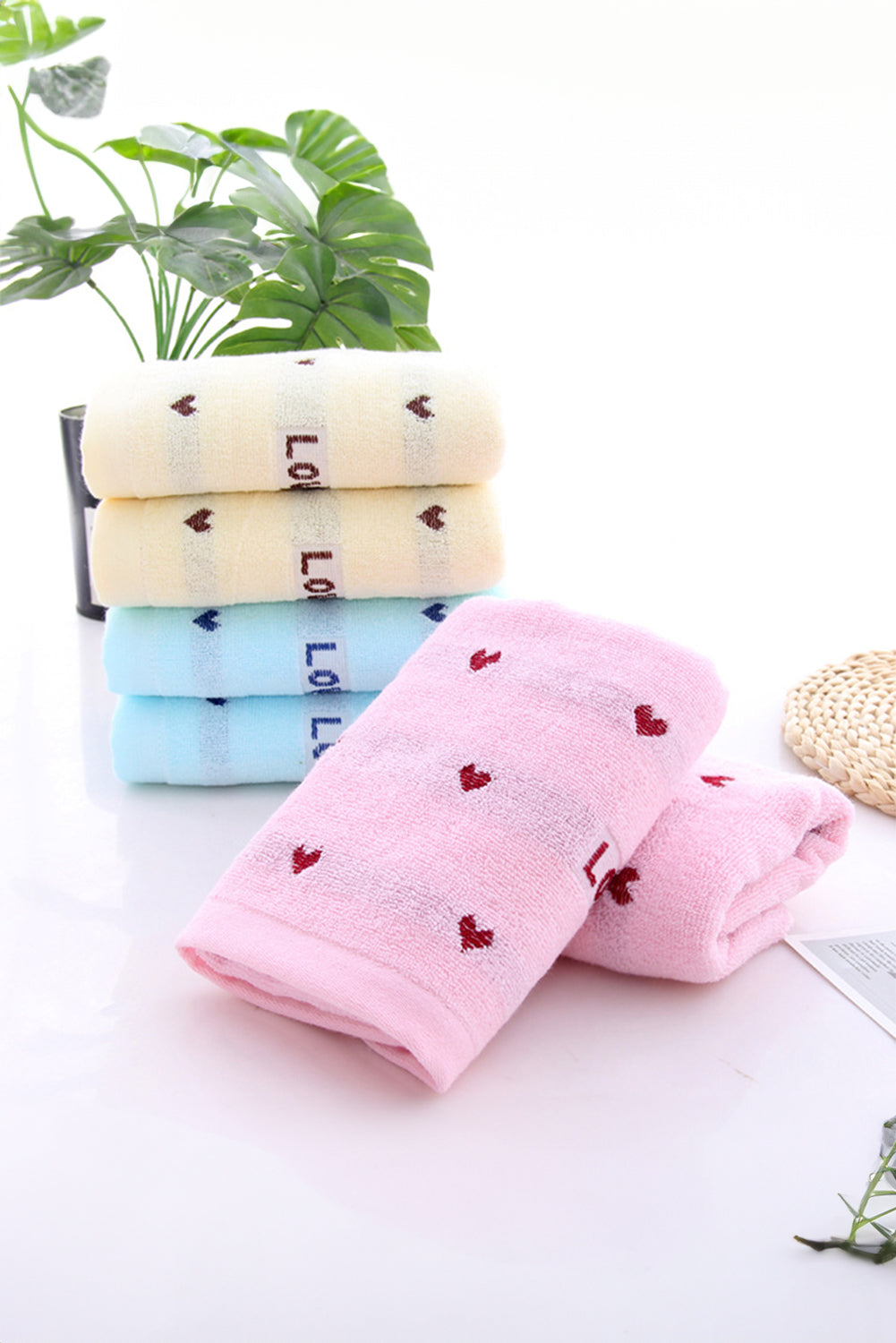 Pink Heart Pattern Love Soft Cotton Towel - MAD RUFFI