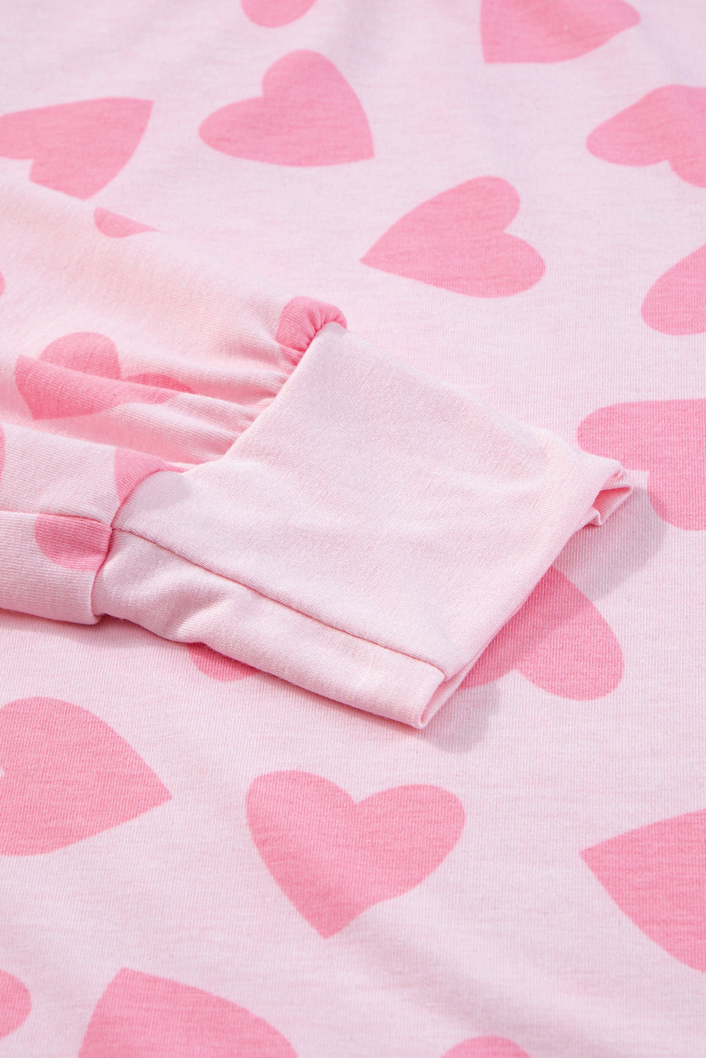 Pink Heart Print Long Sleeve Top and Shorts Loungewear Set - MAD RUFFI