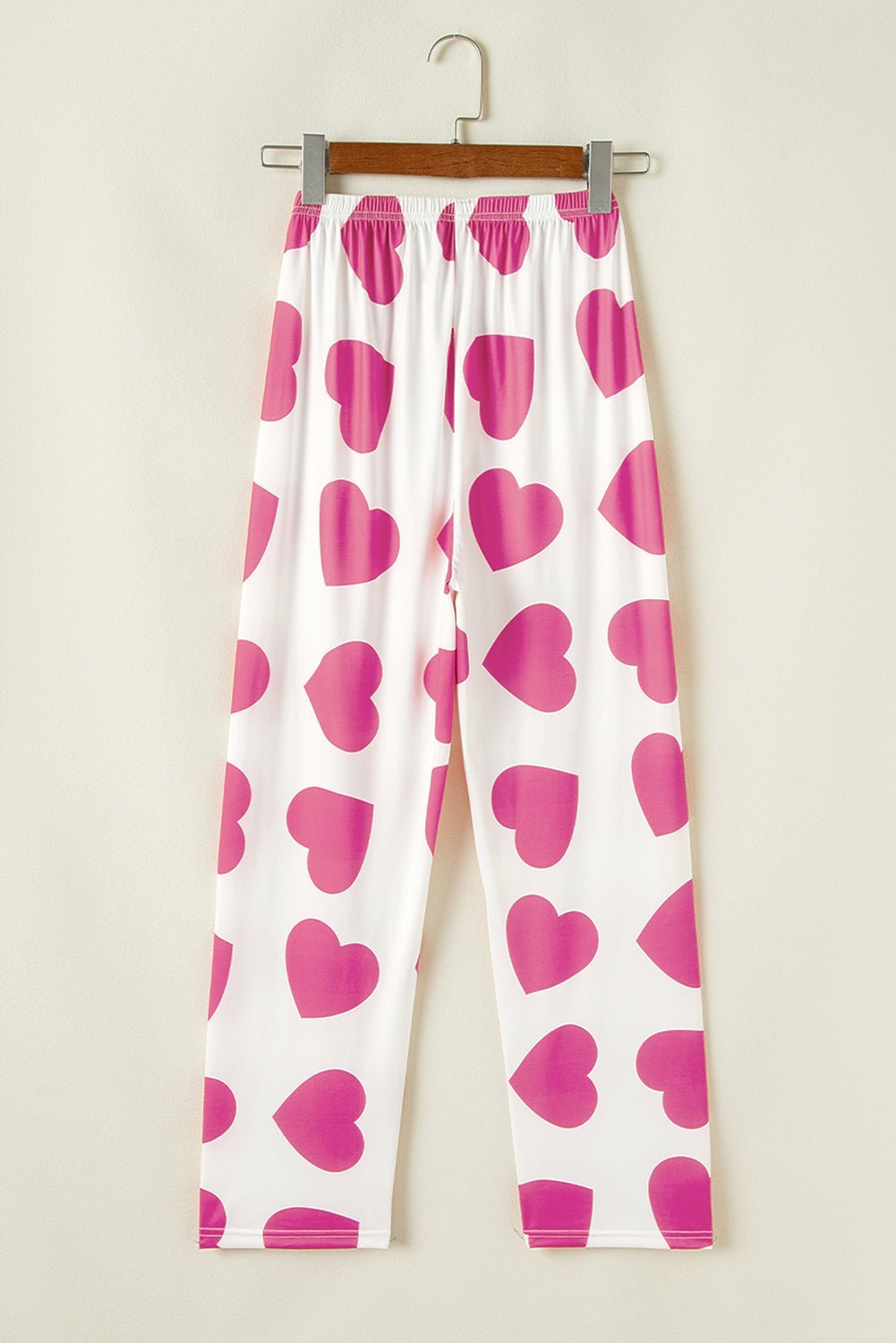 Pink Heart Print Ruffle Sleeveless Top and Pants Pajama Set - MAD RUFFI