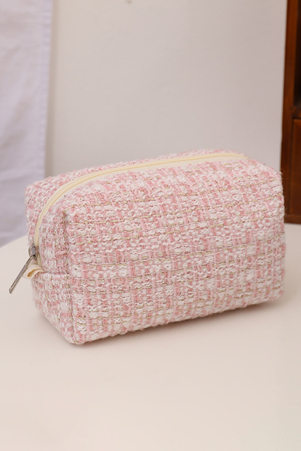 Pink Knit Elegant Travel Cosmetic Bag - MAD RUFFI