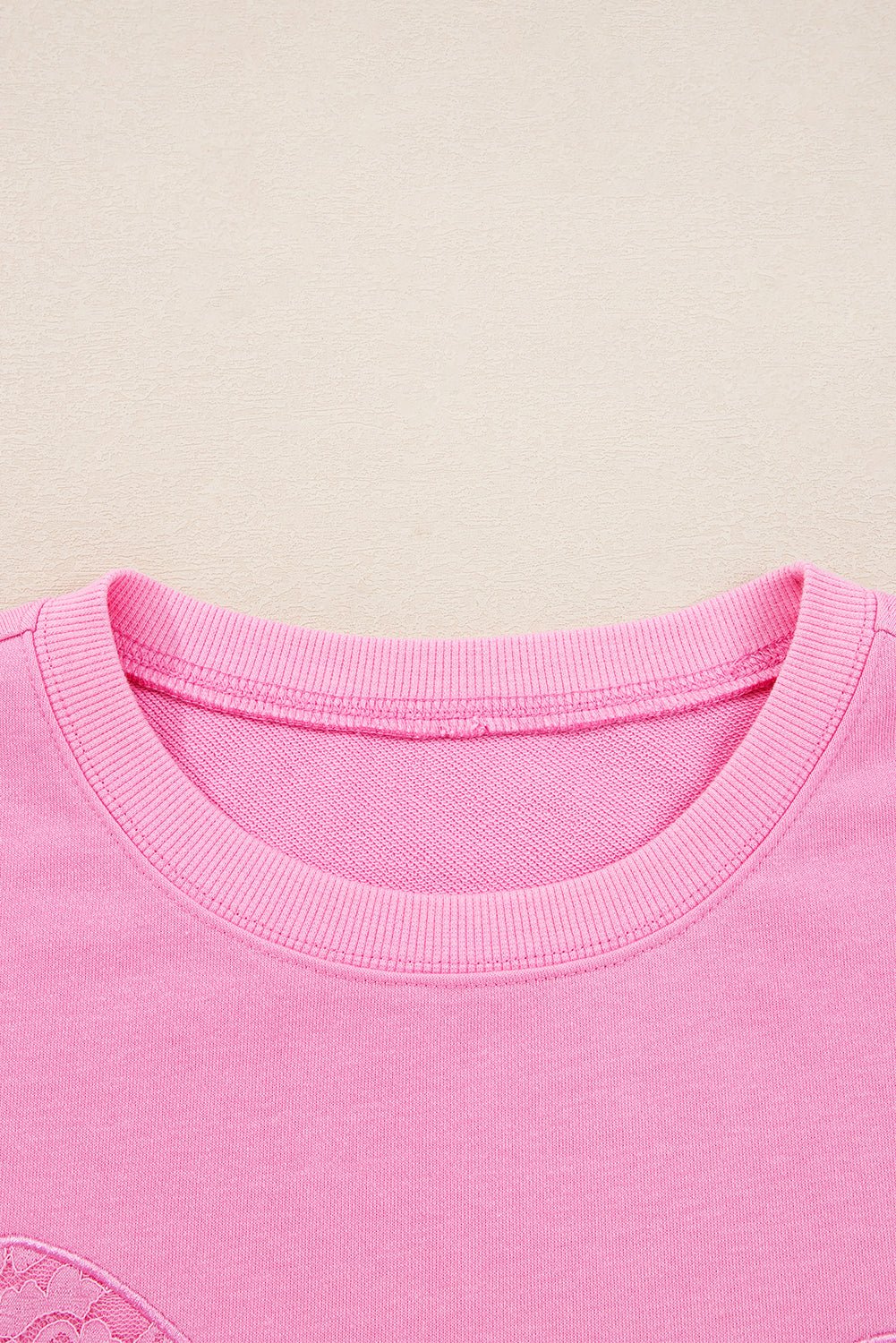 Pink Lace Bow Embroidered Dolman Sleeve Plus Size Sweatshirt - MAD RUFFI