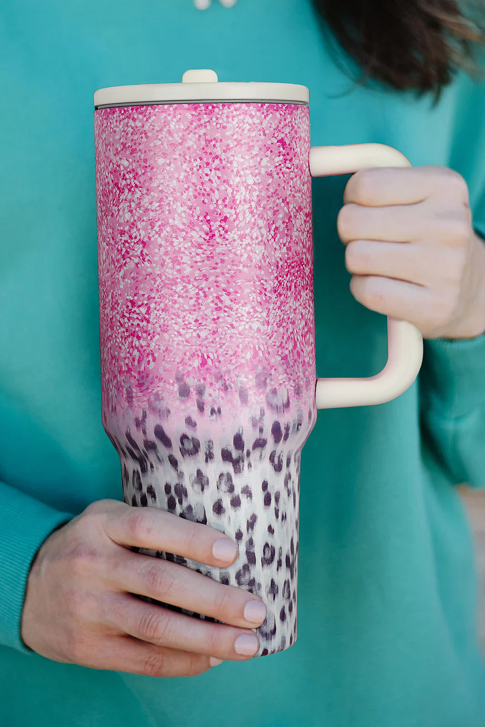 Pink Leopard Gradient 40oz Stainless Steel Tumbler - MAD RUFFI