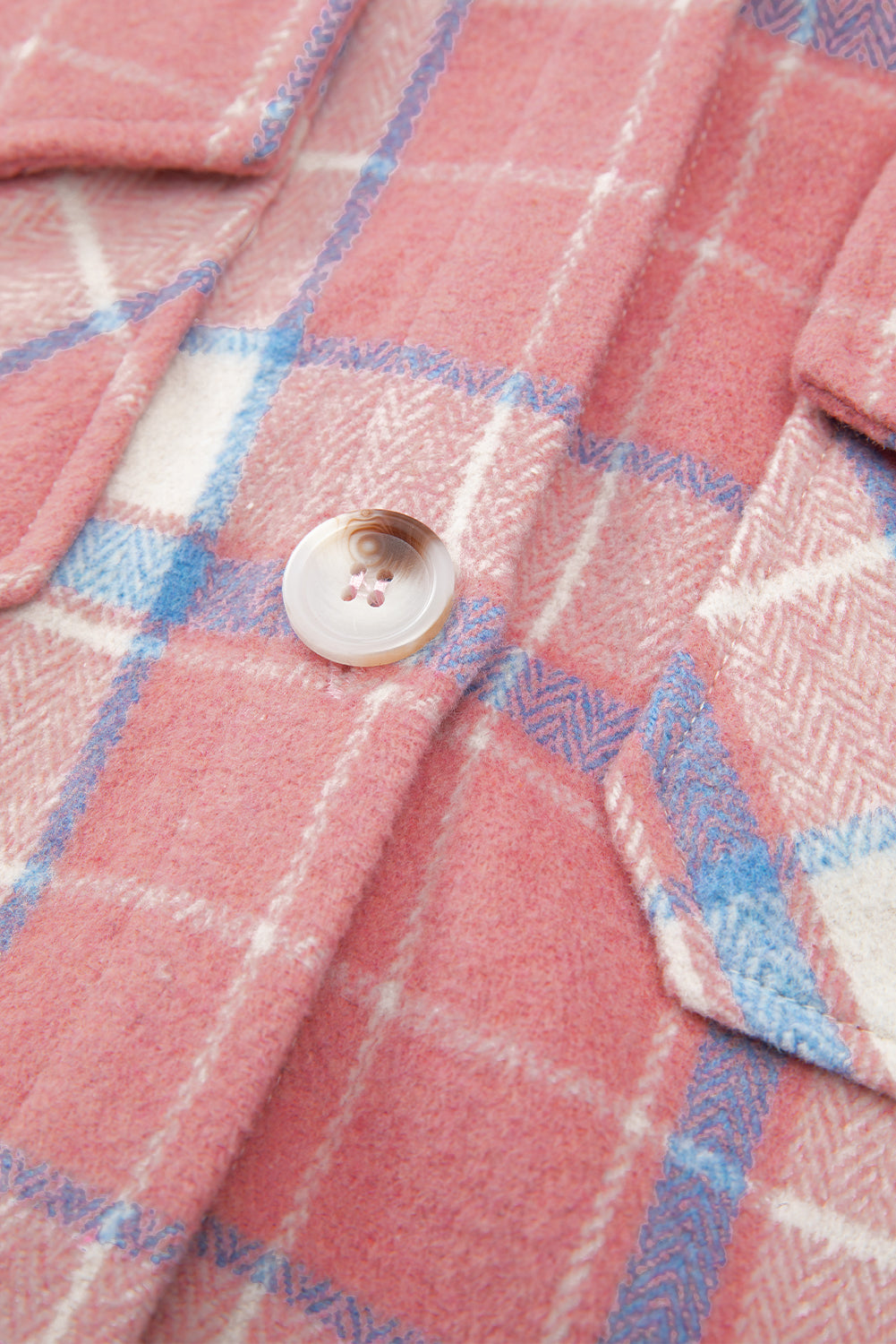 Pink Plaid Flap Pocket Button Up Shacket - MAD RUFFI