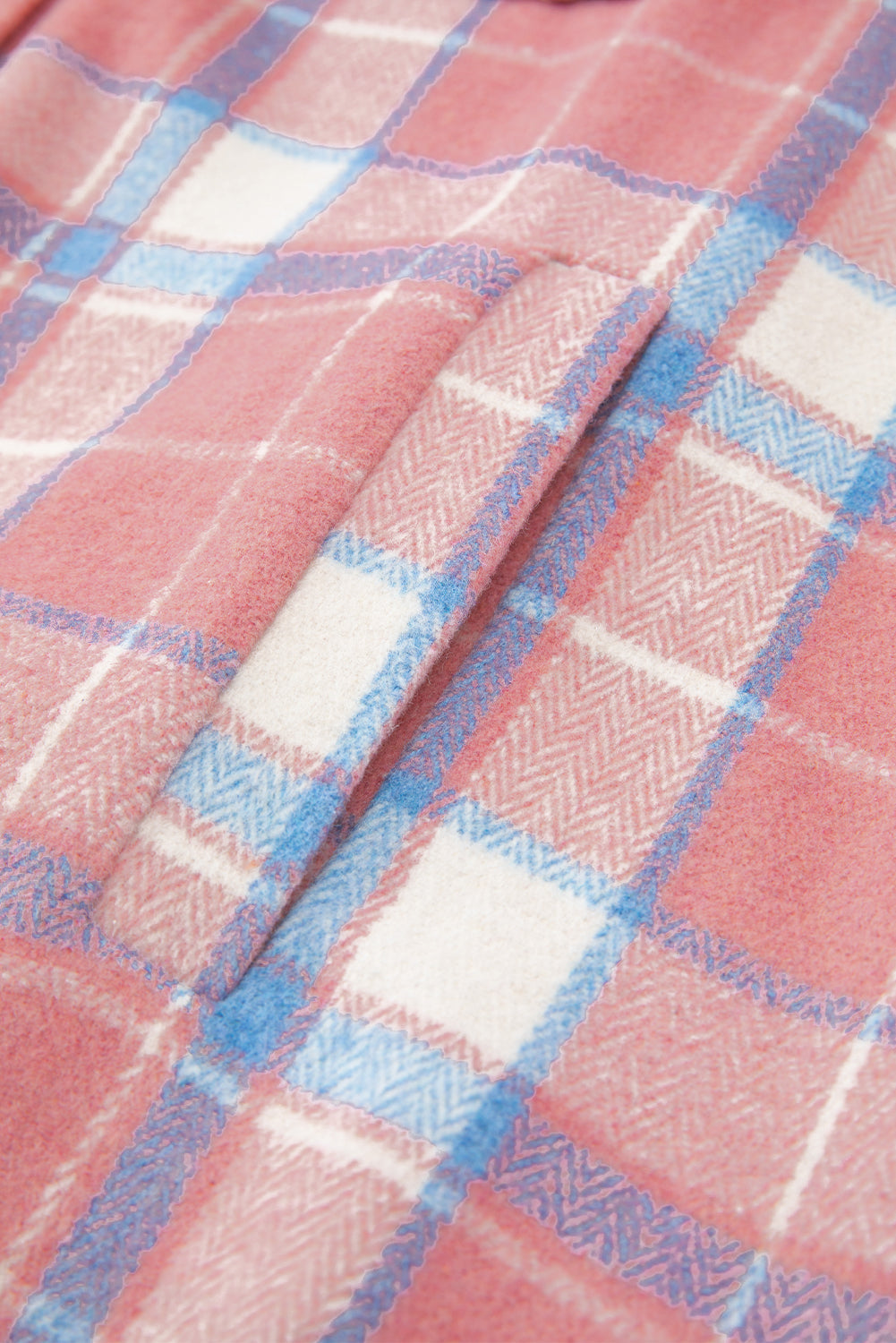 Pink Plaid Flap Pocket Button Up Shacket - MAD RUFFI