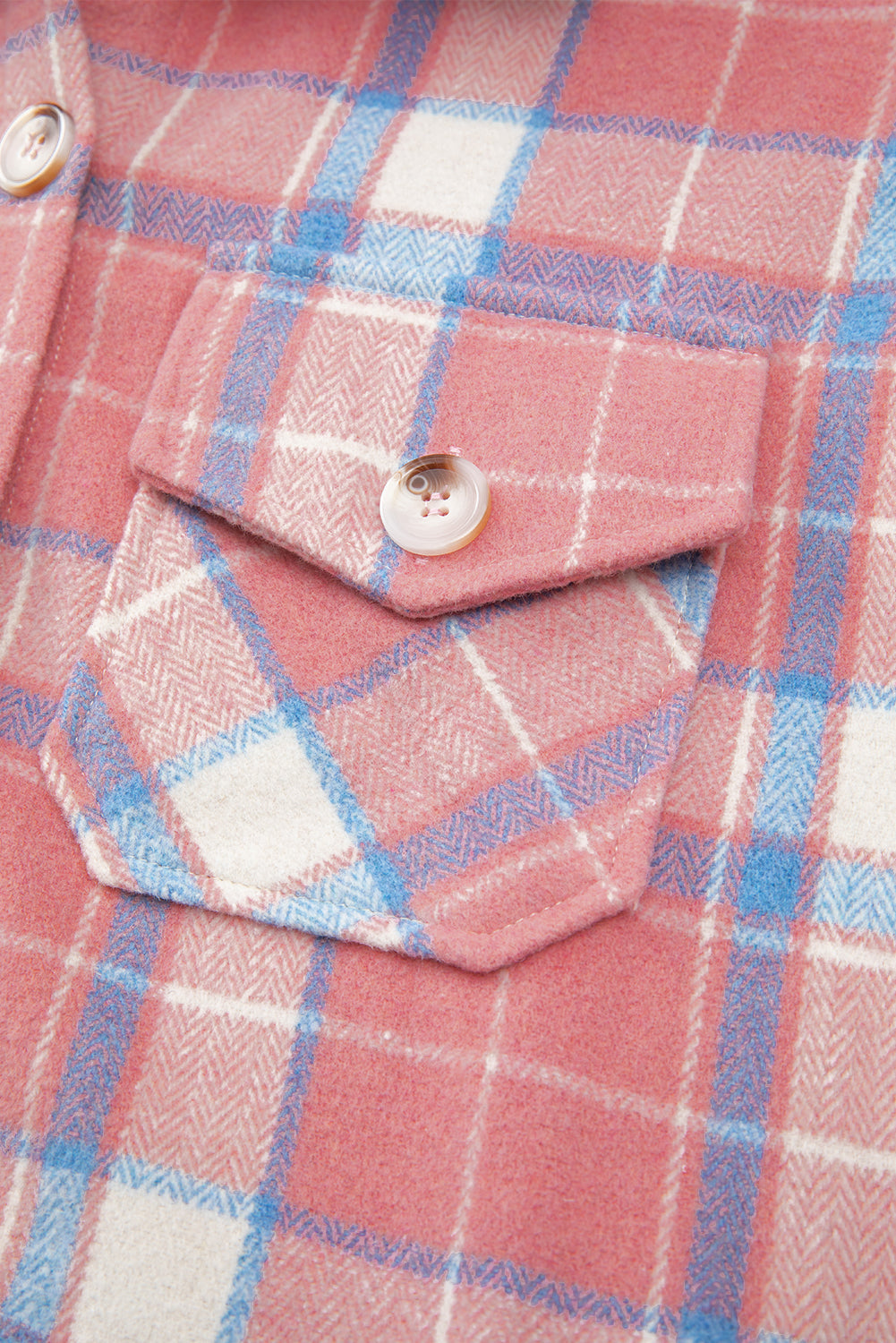 Pink Plaid Flap Pocket Button Up Shacket - MAD RUFFI