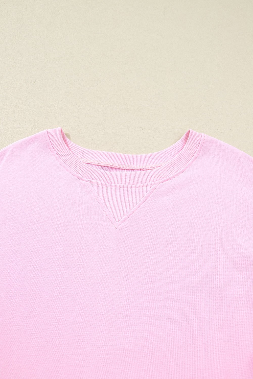 Pink Plus Size Mix Floral Patched Sleeve Ribbed Trim Baggy Sweatshirt - MAD RUFFI