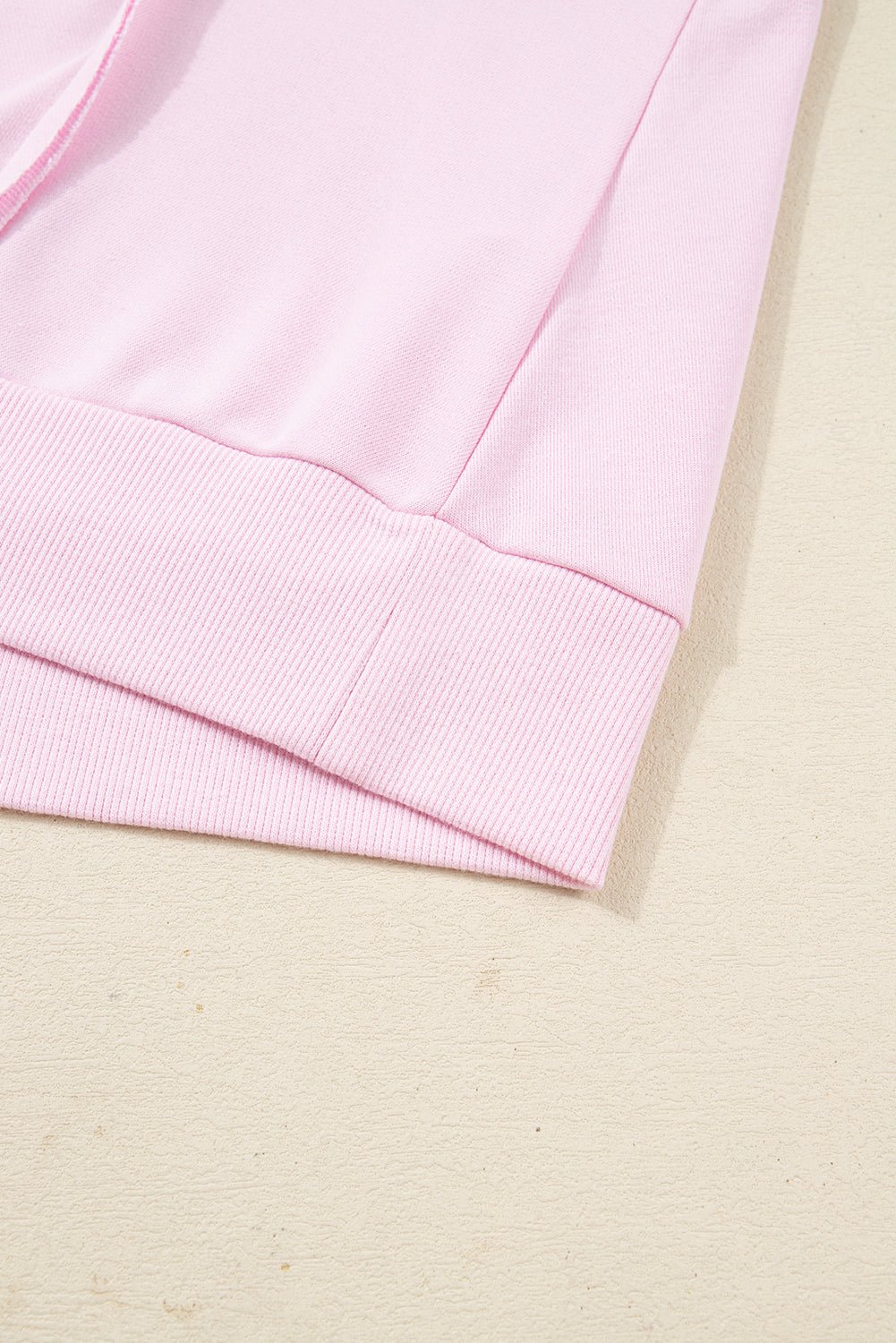 Pink Plus Size Mix Floral Patched Sleeve Ribbed Trim Baggy Sweatshirt - MAD RUFFI