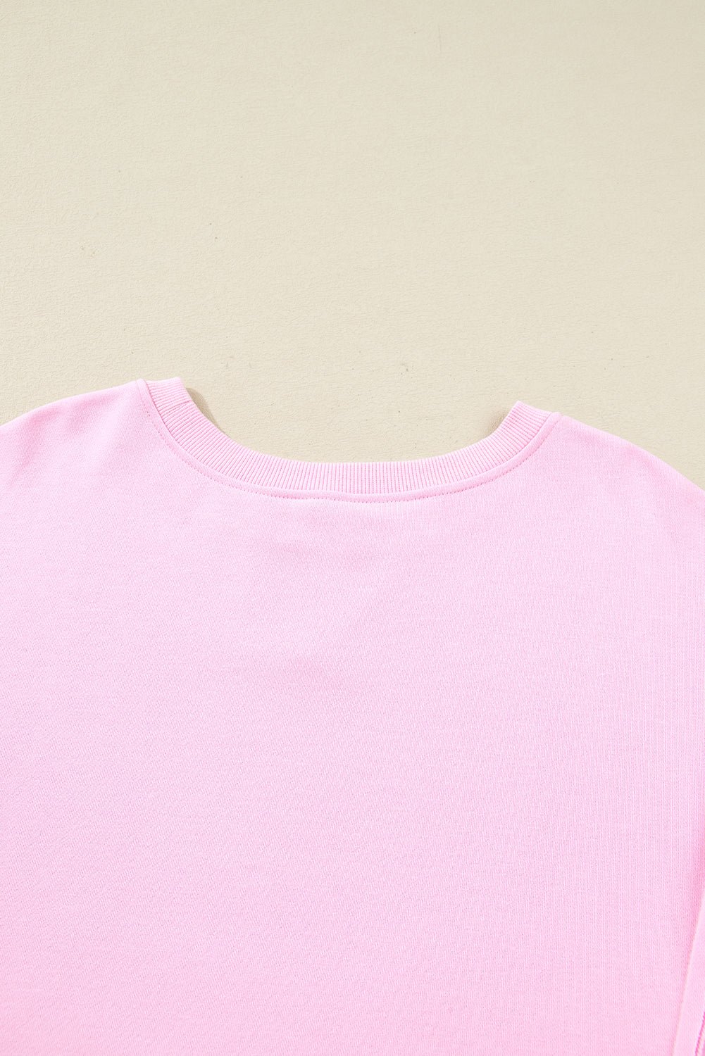 Pink Plus Size Mix Floral Patched Sleeve Ribbed Trim Baggy Sweatshirt - MAD RUFFI