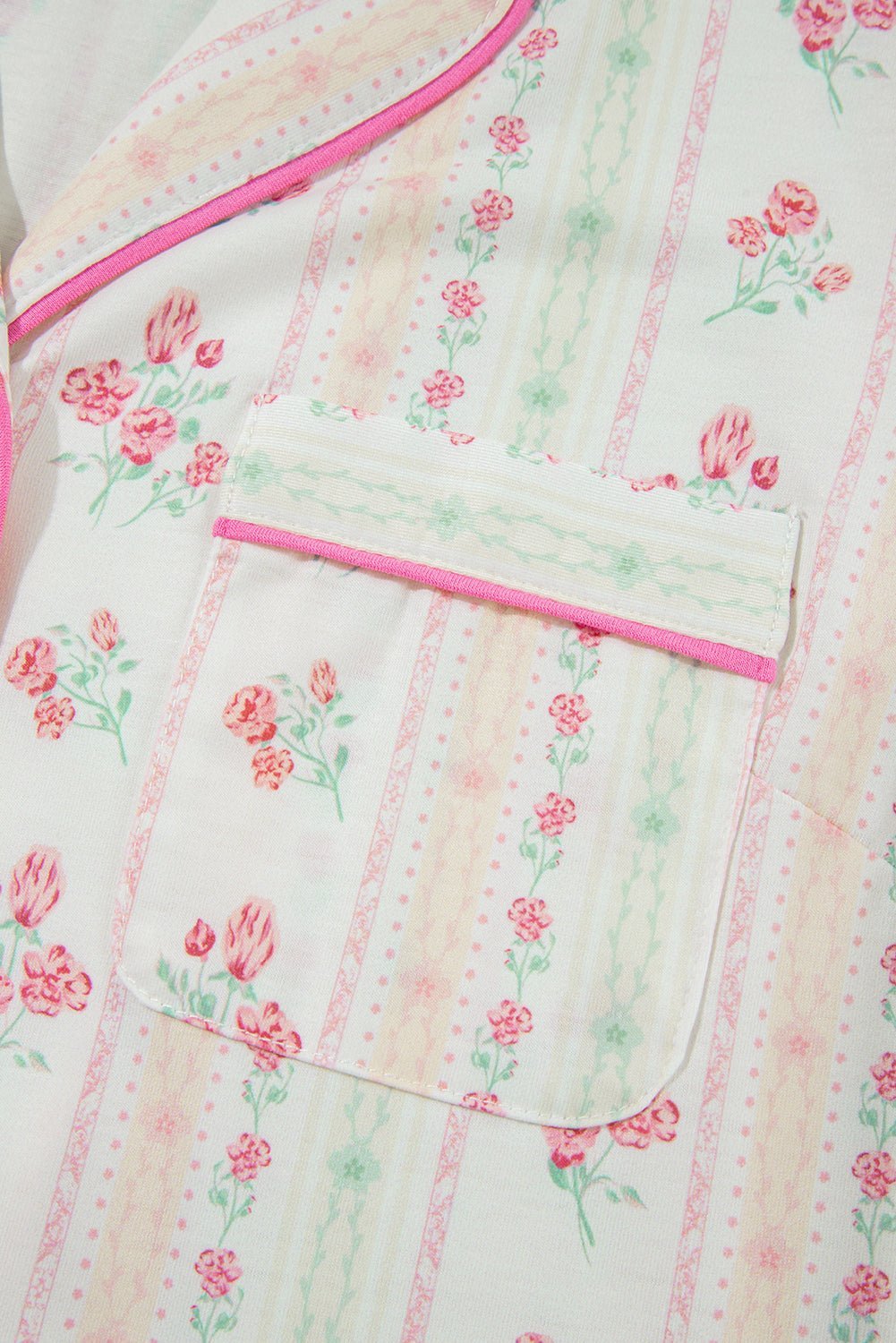 Pink Polka Dot and Bow Print Ruffle Hem Shorts Pajama Set - MAD RUFFI