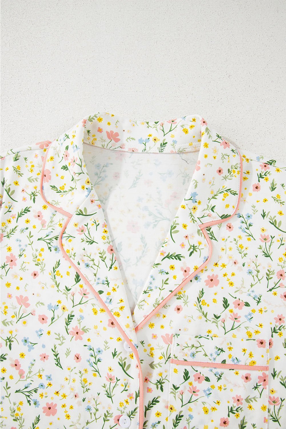 Pink Polka Dot and Bow Print Ruffle Hem Shorts Pajama Set - MAD RUFFI