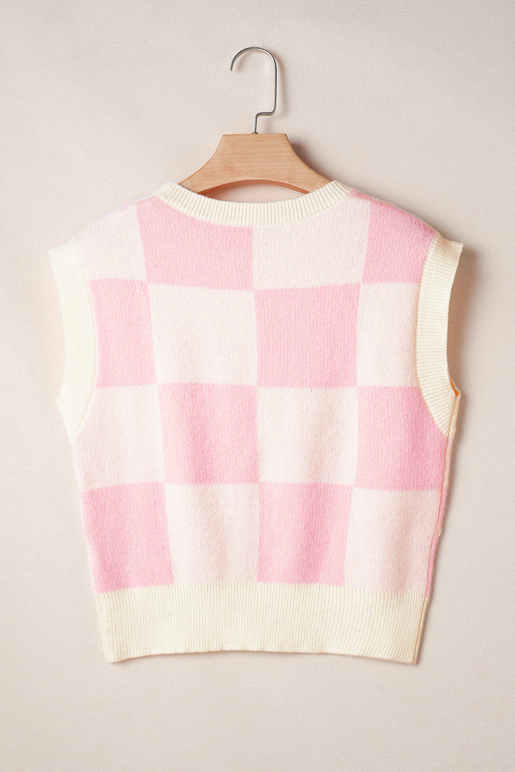 Pink Preppy Checkered Bowknot Knit Vest - MAD RUFFI