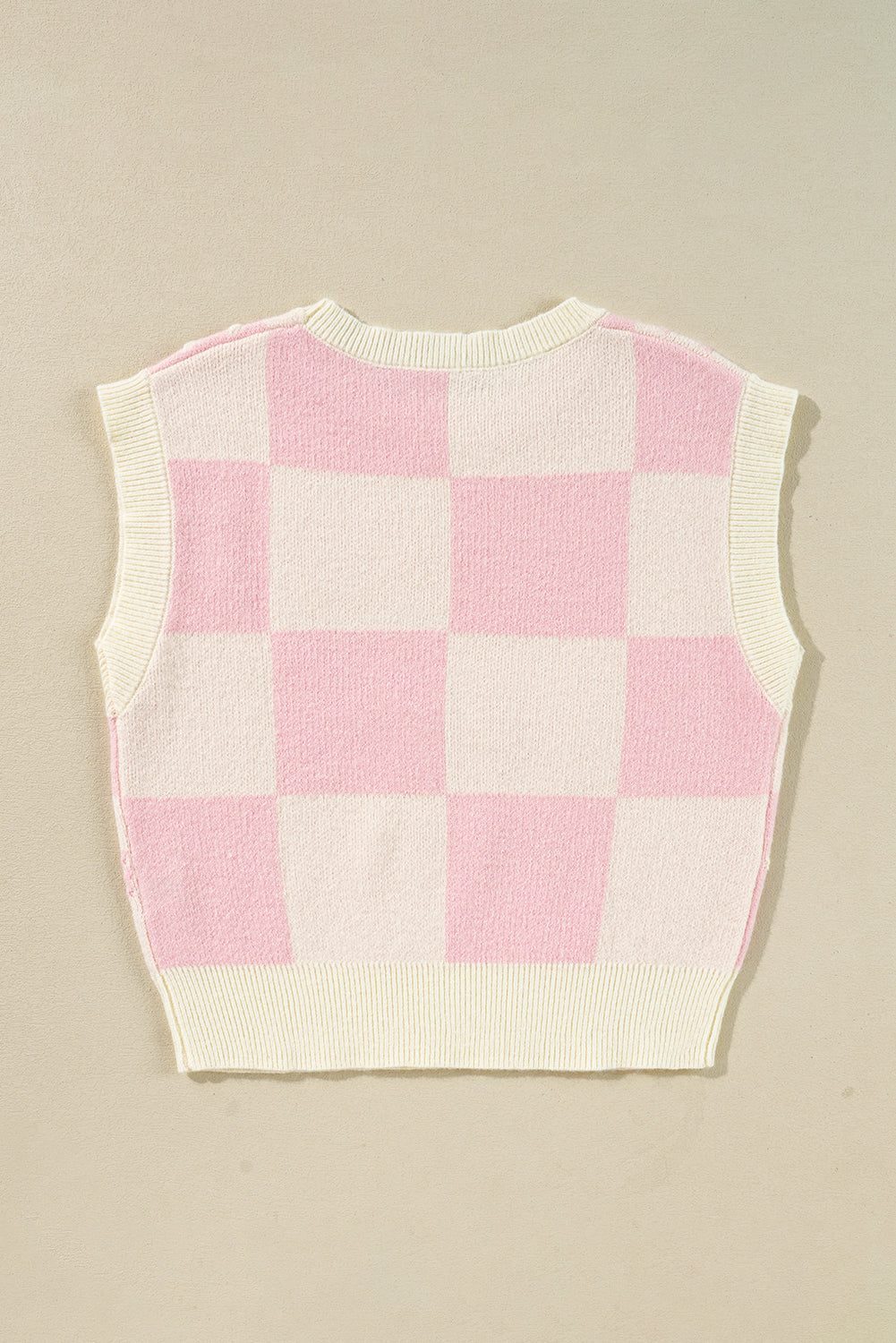 Pink Preppy Checkered Bowknot Knit Vest - MAD RUFFI