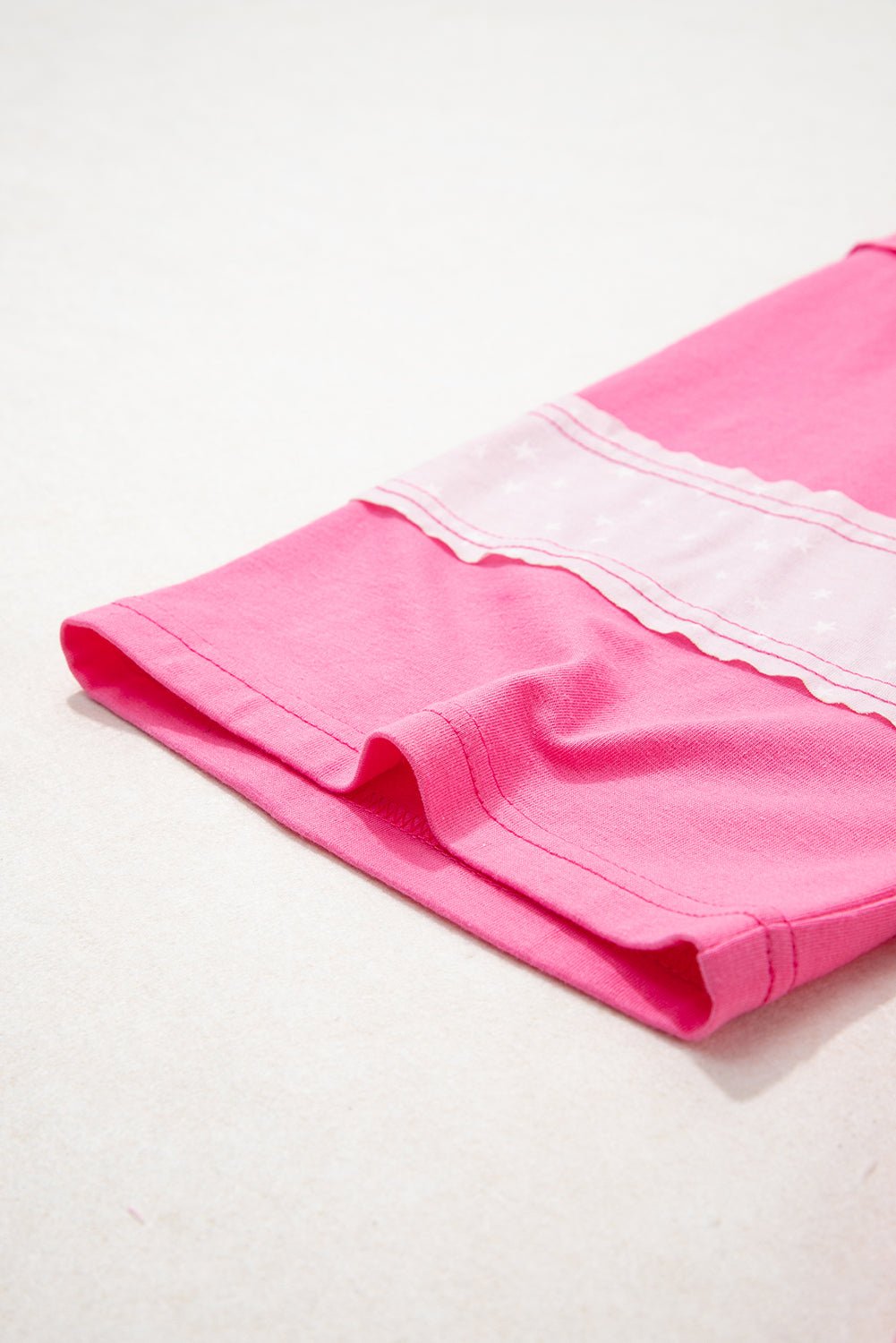 Pink Raw Edge Frayed Star Patched Plus Size Top - MAD RUFFI