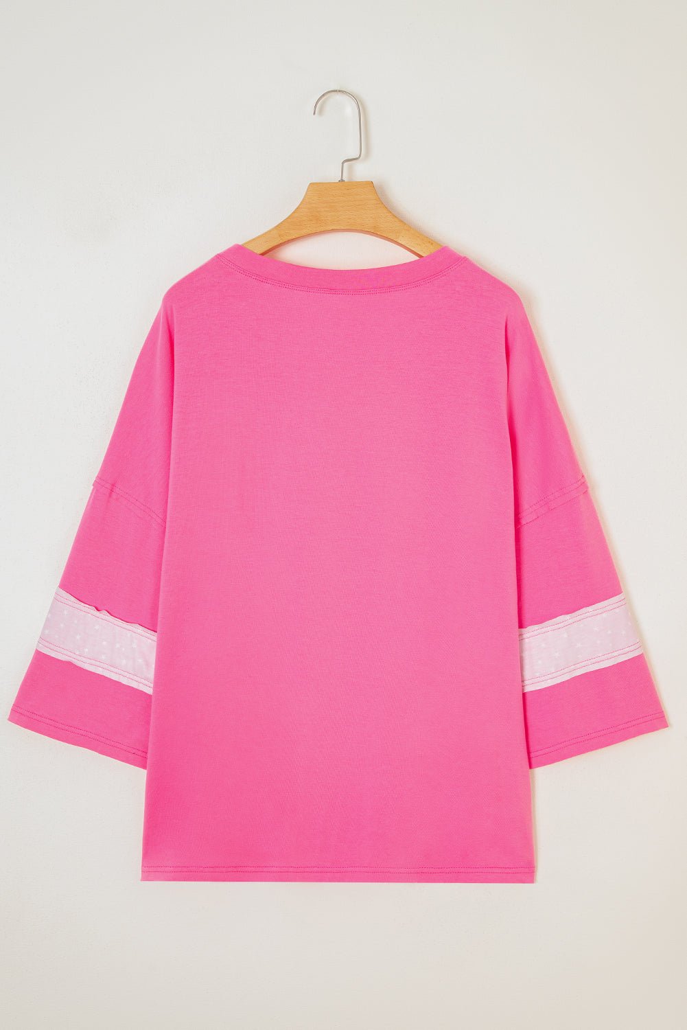 Pink Raw Edge Frayed Star Patched Plus Size Top - MAD RUFFI