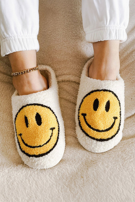 Pink Smile Face Print Non-slip Plush Home Slippers - MAD RUFFI