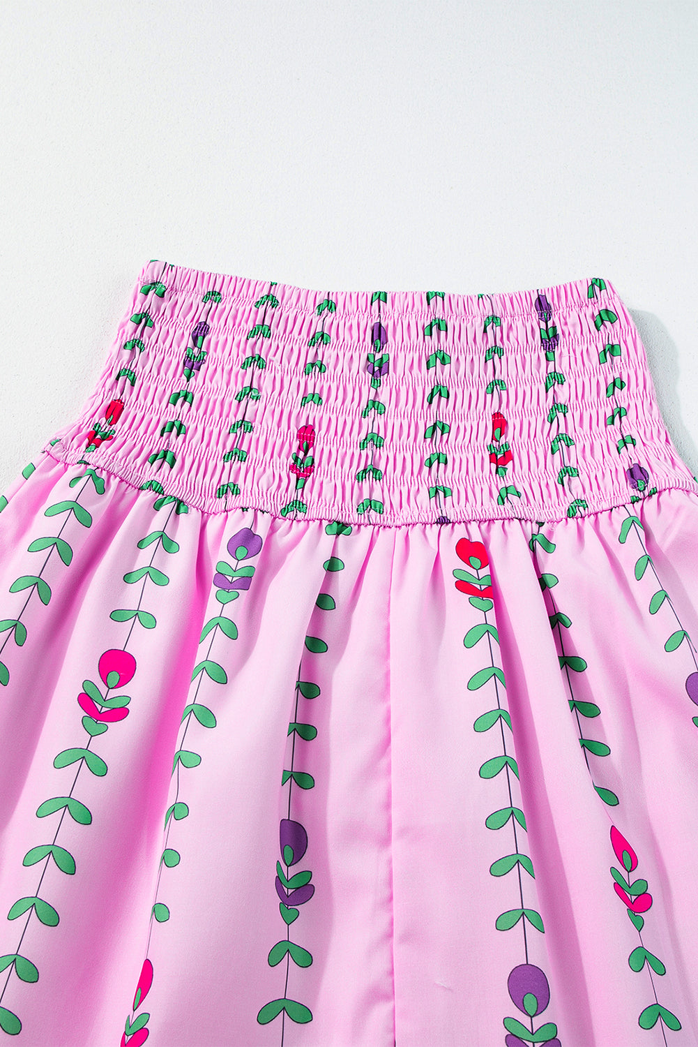 Pink Smocked Waist Tiered Maxi Skirt - MAD RUFFI