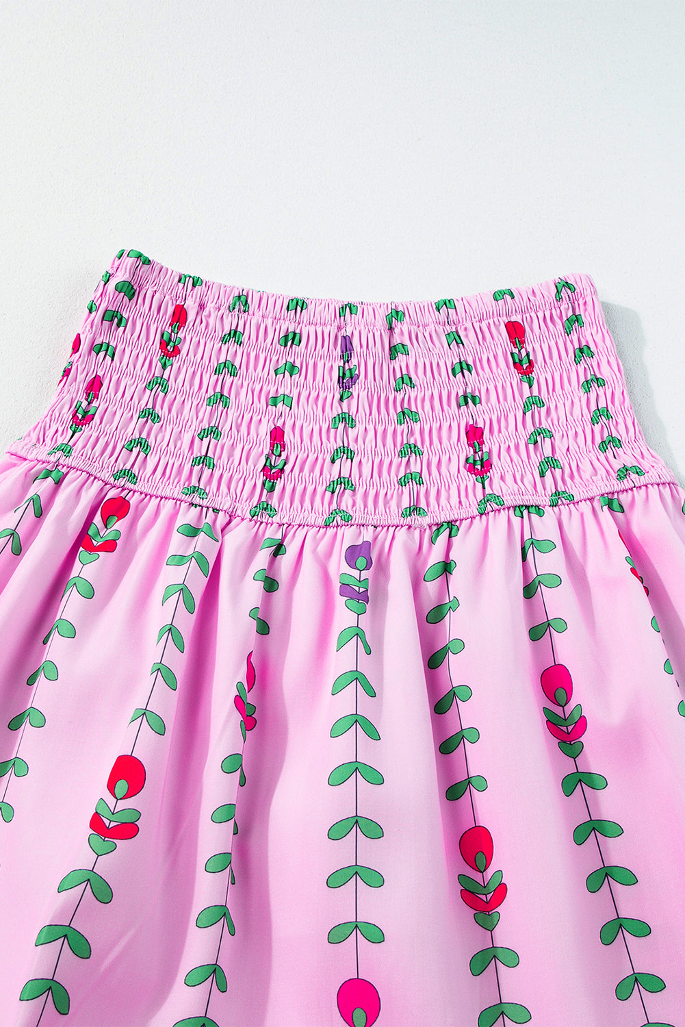 Pink Smocked Waist Tiered Maxi Skirt - MAD RUFFI