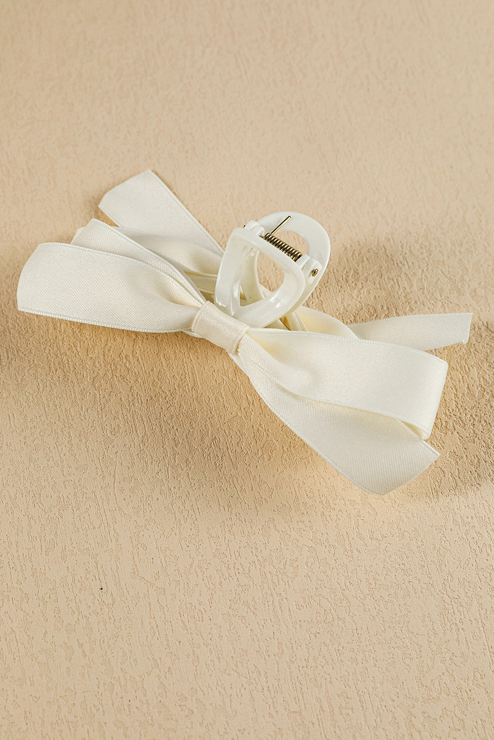 Pink Solid Color Ribbon Bow Decor Hair Clip - Hairband