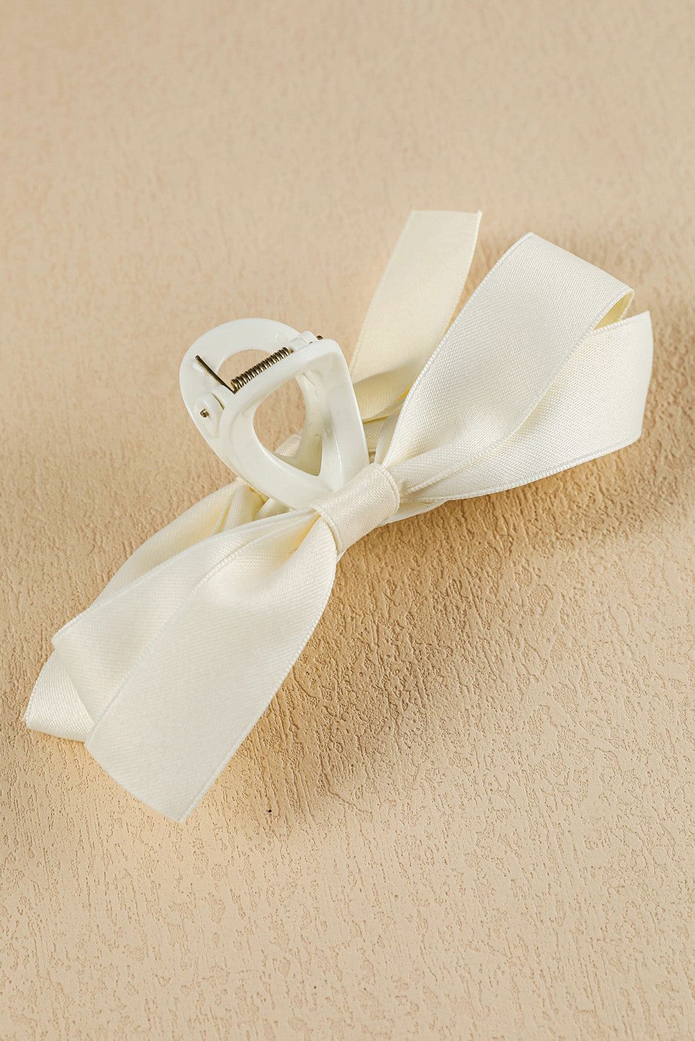 Pink Solid Color Ribbon Bow Decor Hair Clip - Hairband