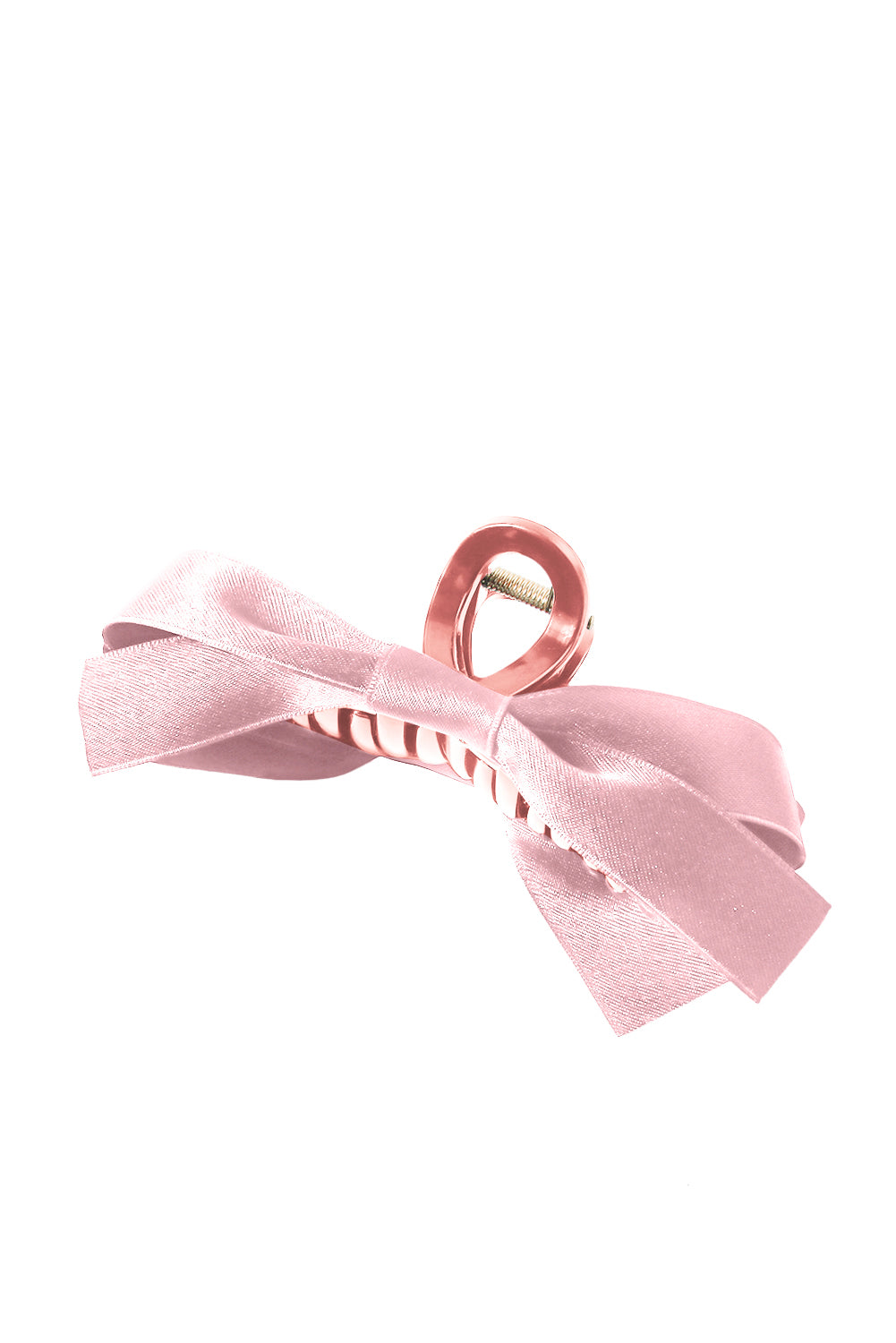 Pink Solid Color Ribbon Bow Decor Hair Clip - Hairband