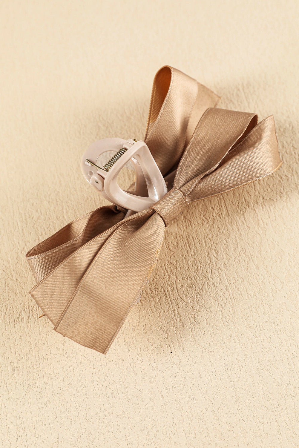 Pink Solid Color Ribbon Bow Decor Hair Clip - Hairband