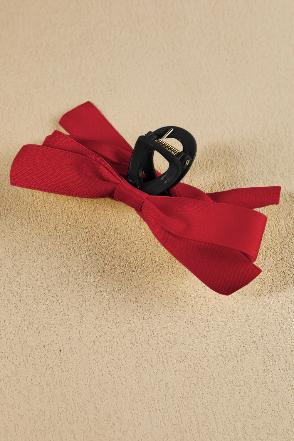 Pink Solid Color Ribbon Bow Decor Hair Clip - Hairband