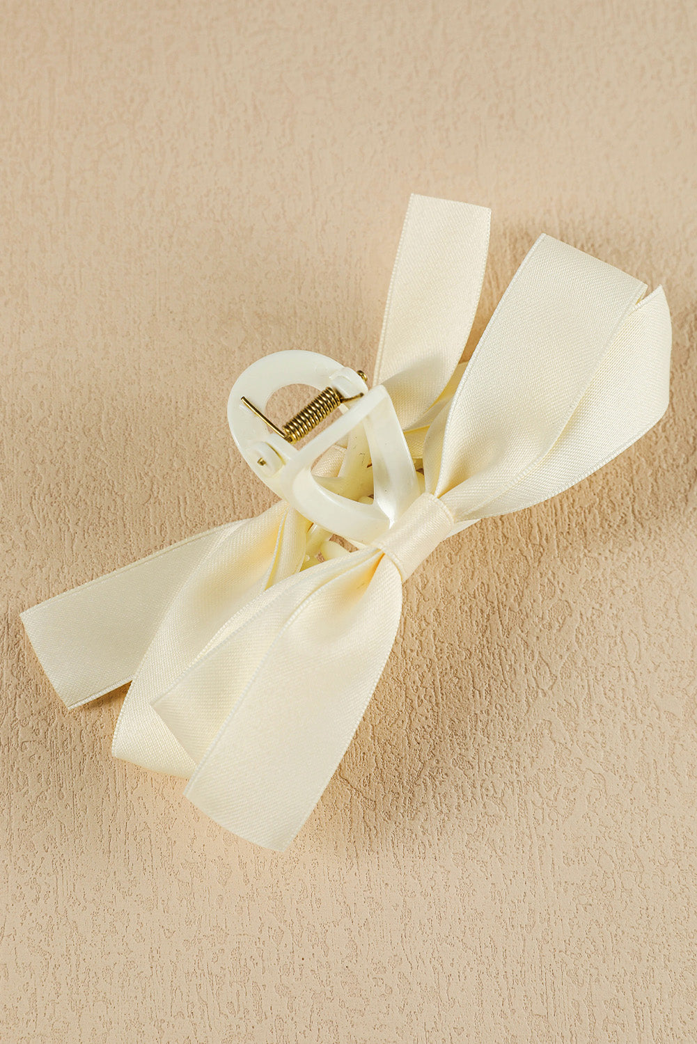 Pink Solid Color Ribbon Bow Decor Hair Clip - Hairband