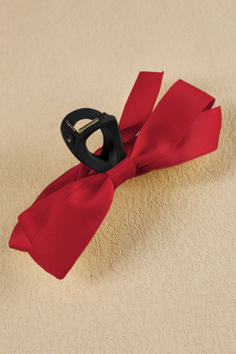 Pink Solid Color Ribbon Bow Decor Hair Clip - Hairband