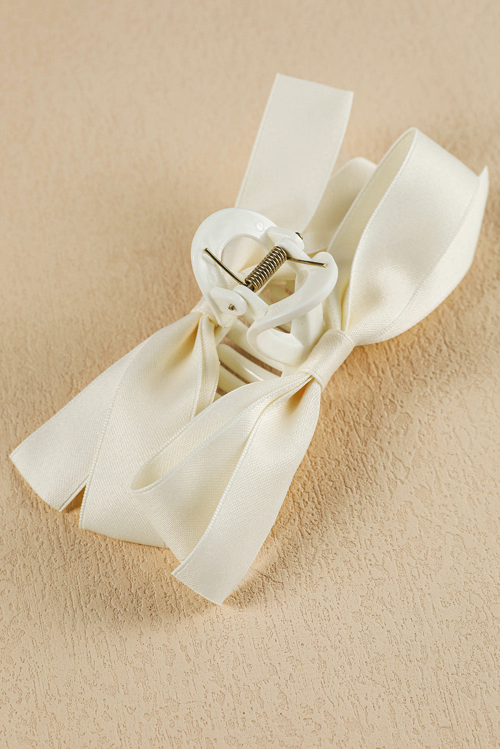 Pink Solid Color Ribbon Bow Decor Hair Clip - Hairband
