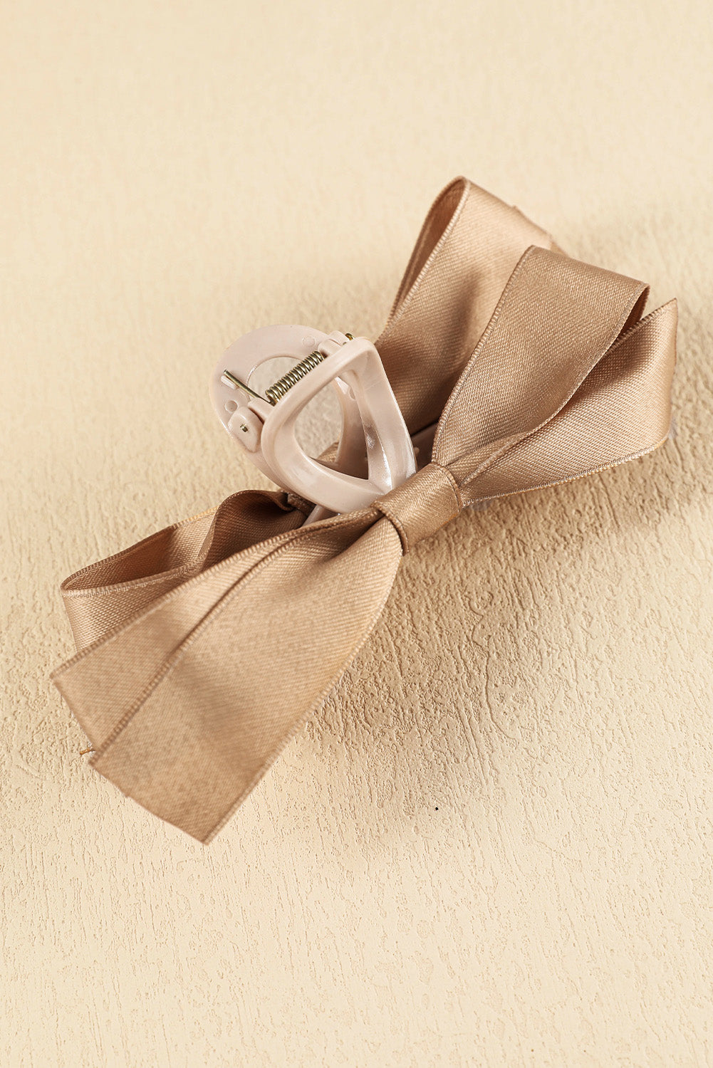 Pink Solid Color Ribbon Bow Decor Hair Clip - Hairband