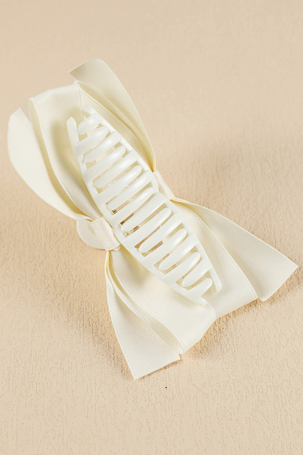 Pink Solid Color Ribbon Bow Decor Hair Clip - Hairband