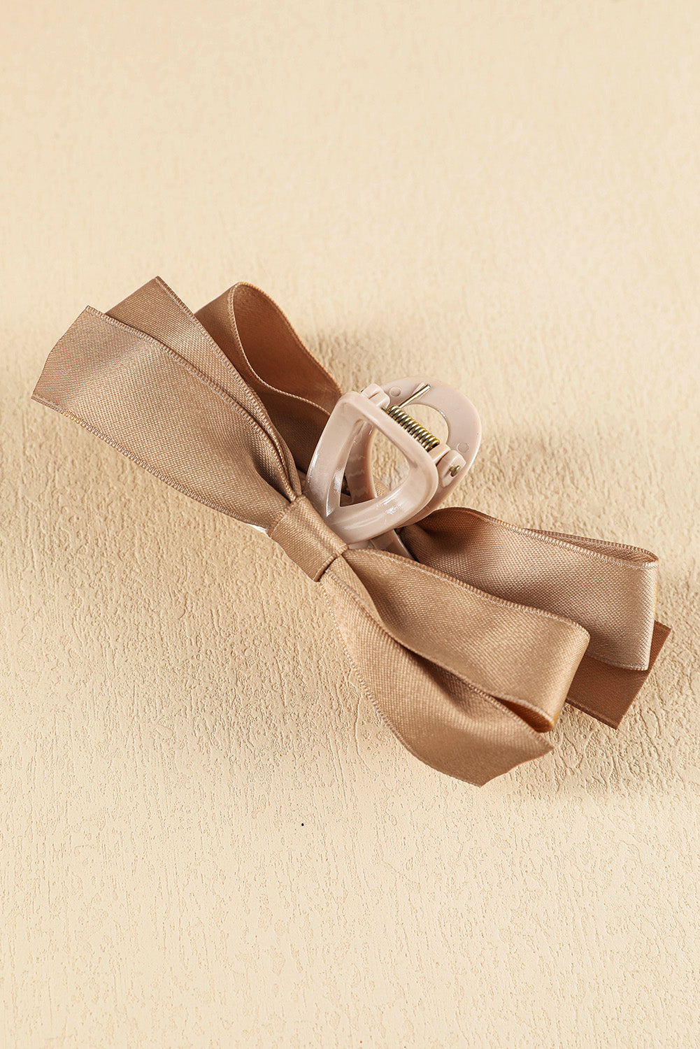 Pink Solid Color Ribbon Bow Decor Hair Clip - Hairband