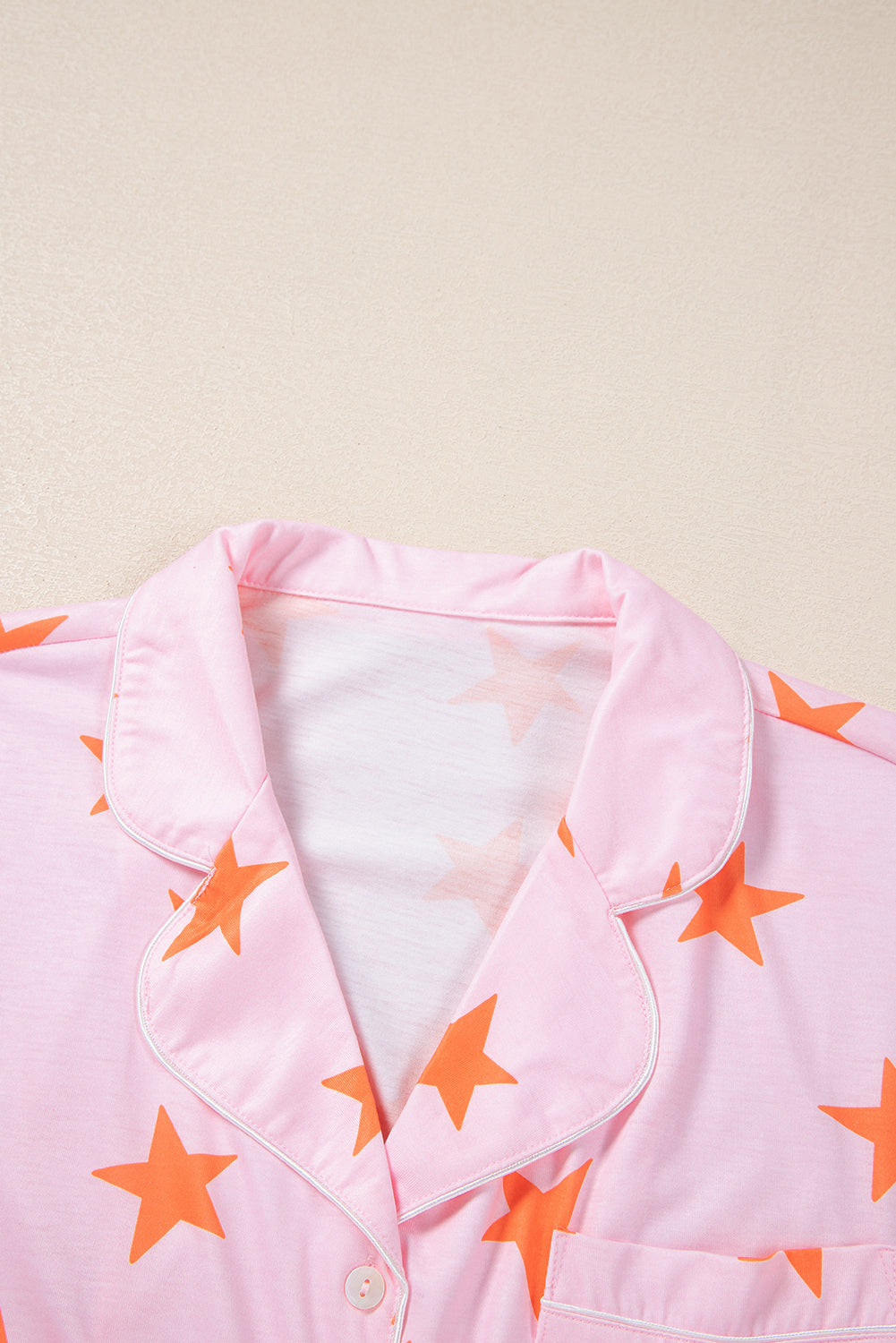 Pink Stars Short Sleeve Shirt and Shorts Pajama Set - MAD RUFFI