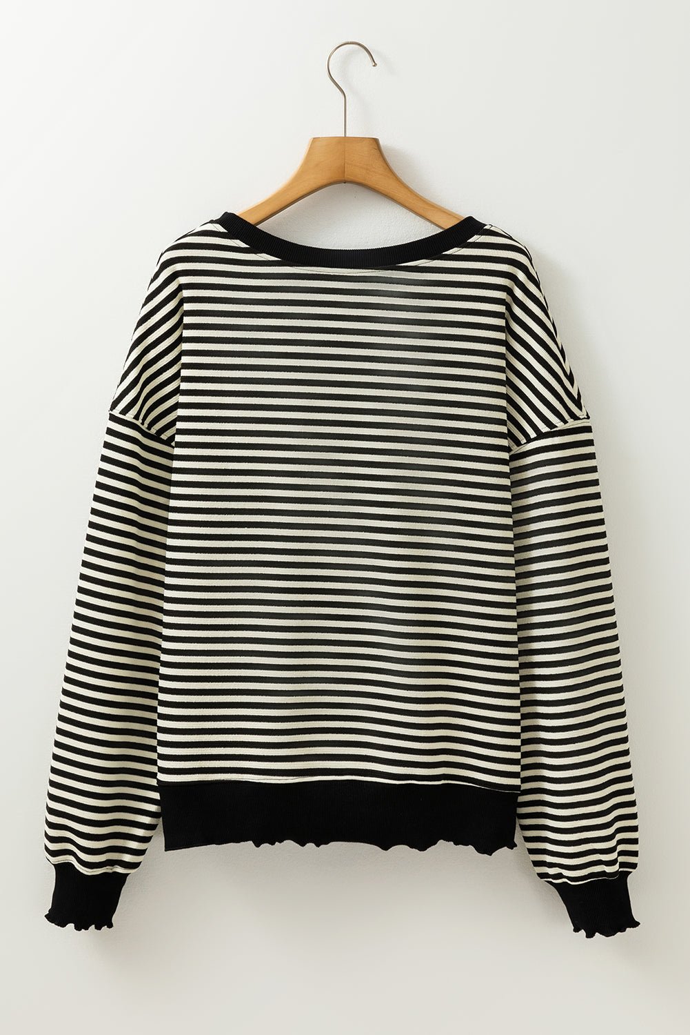 Pink Stripe Drop Shoulder Long Sleeve Top - MAD RUFFI