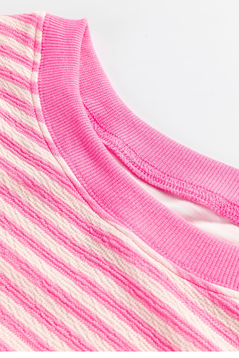 Pink Stripe Drop Shoulder Long Sleeve Top - MAD RUFFI