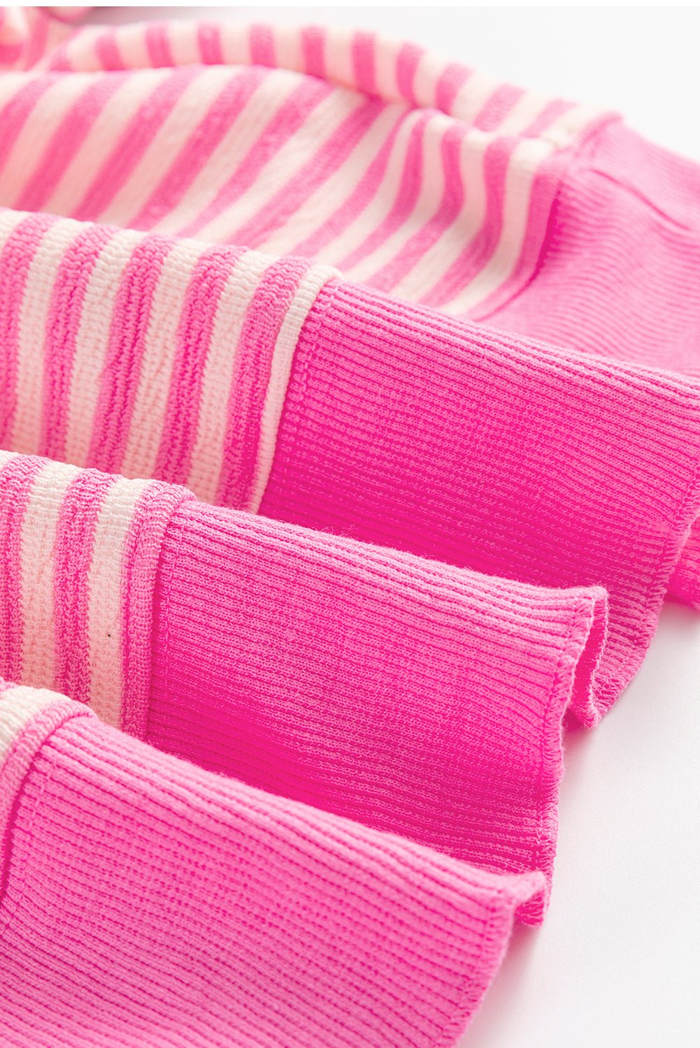 Pink Stripe Drop Shoulder Long Sleeve Top - MAD RUFFI