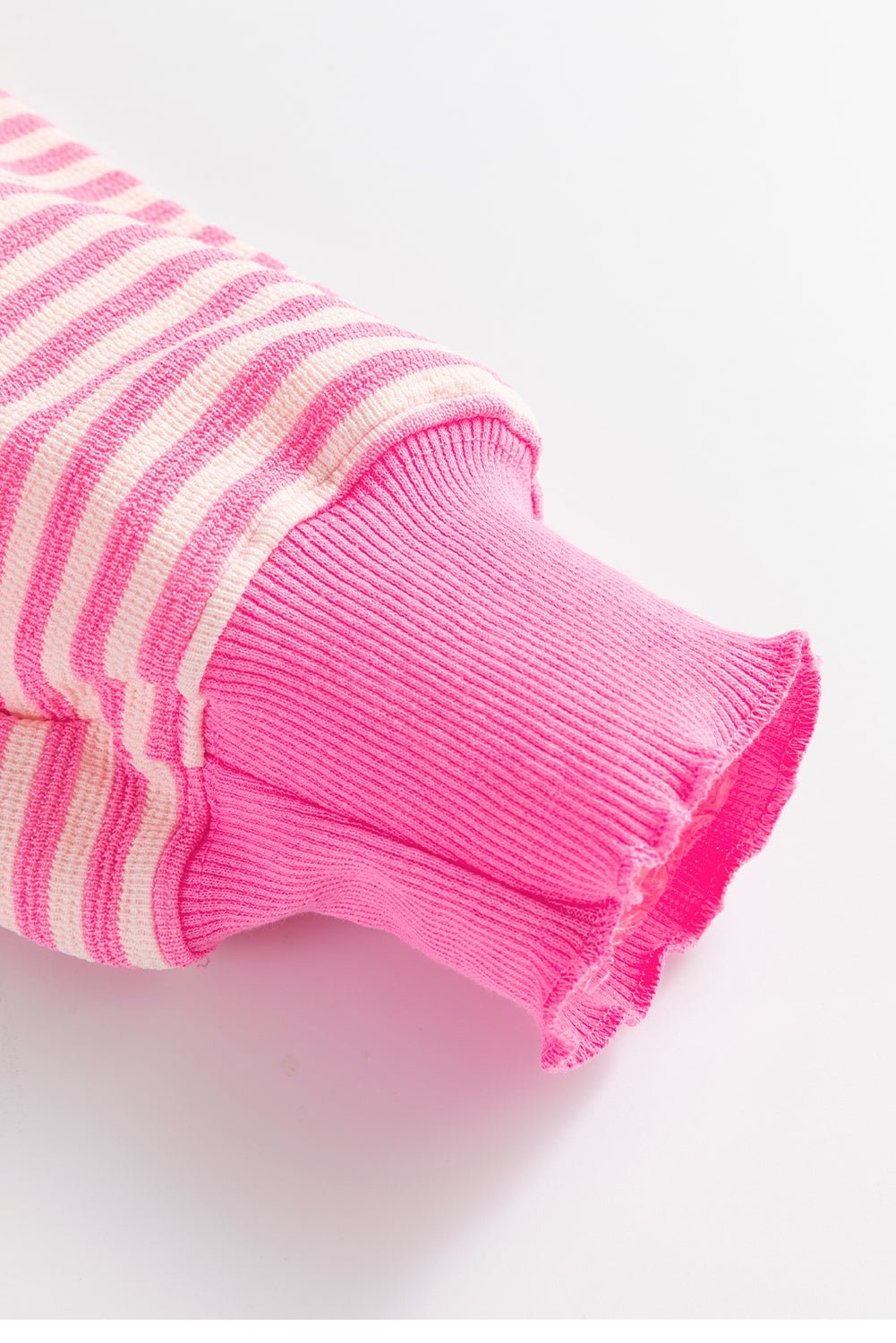 Pink Stripe Drop Shoulder Long Sleeve Top - MAD RUFFI