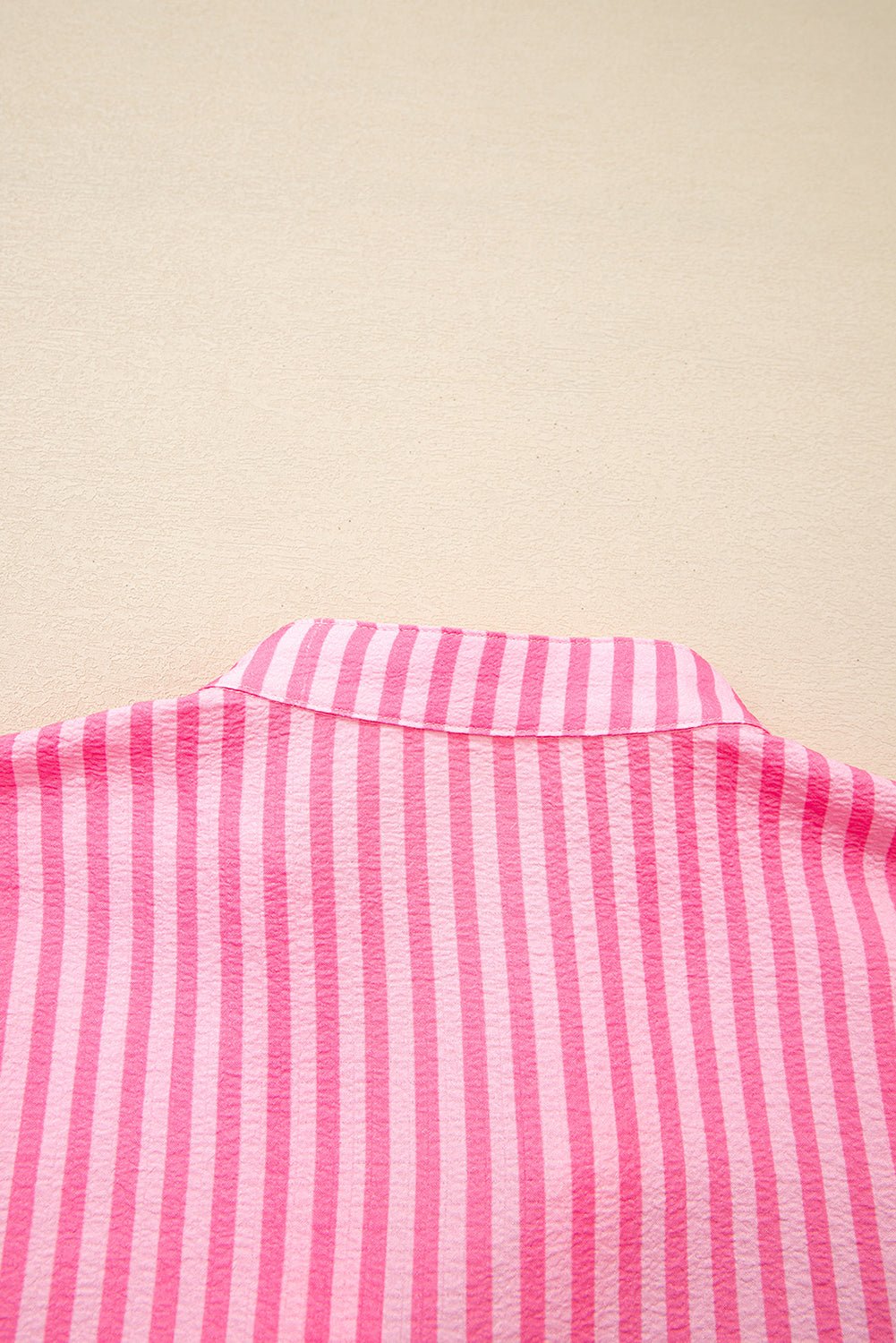 Pink Stripe Flare Sleeve Half Placket Tiered Flowy Mini Dress - MAD RUFFI