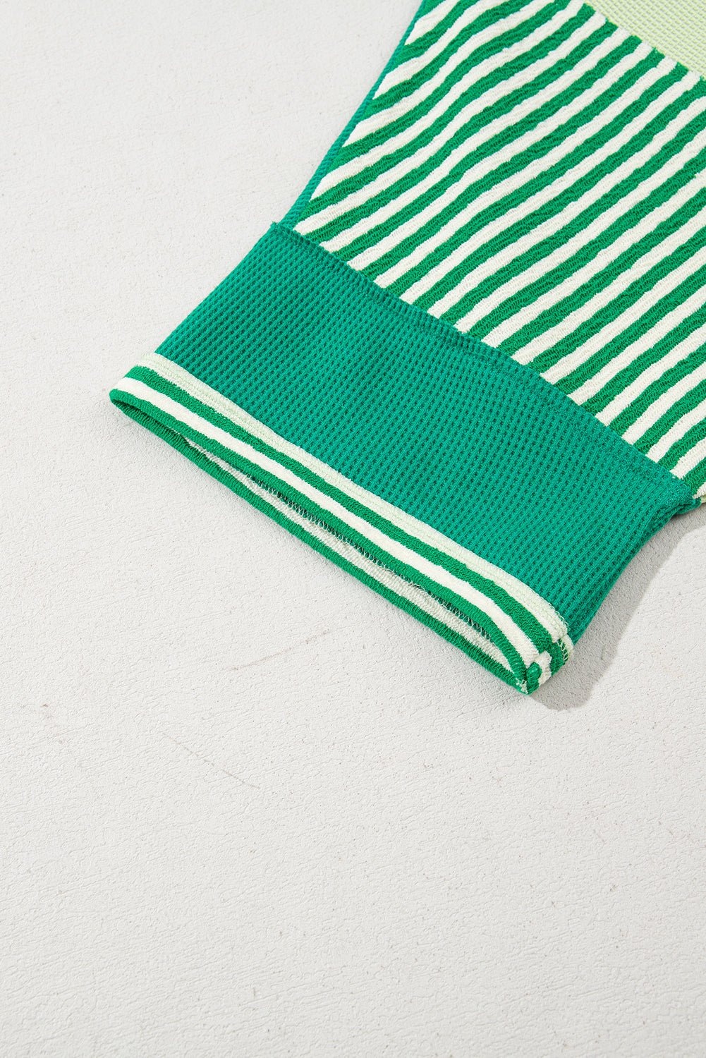 Pink Stripe Waffle Patchwork Plus Size T-Shirt - MAD RUFFI