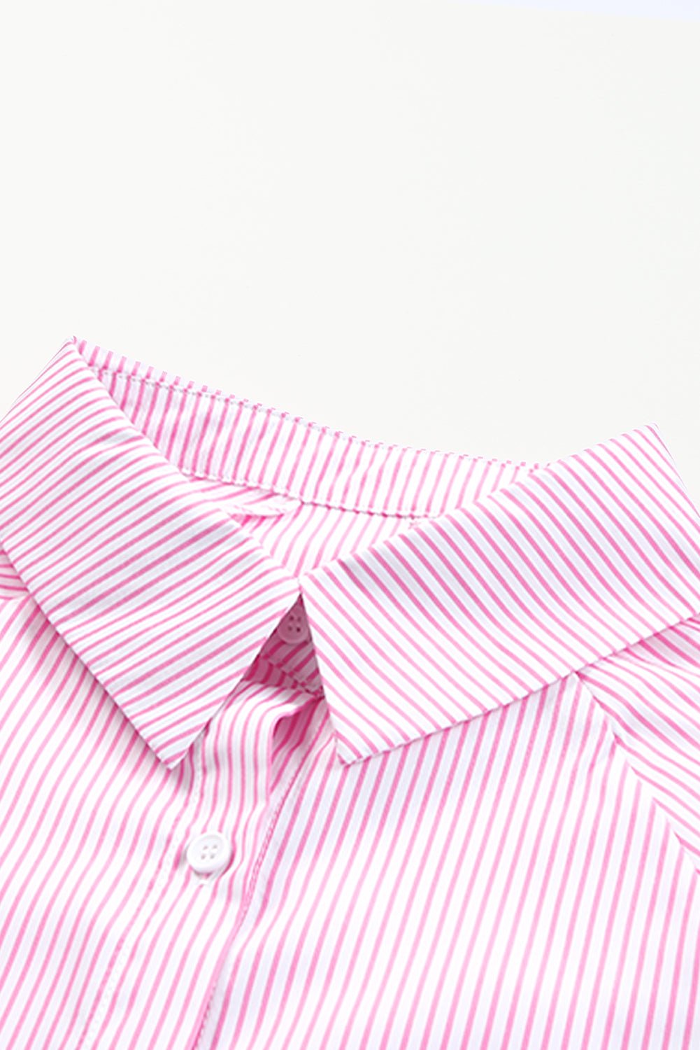 Pink Striped Casual Shirred Cuffs Shirt - MAD RUFFI