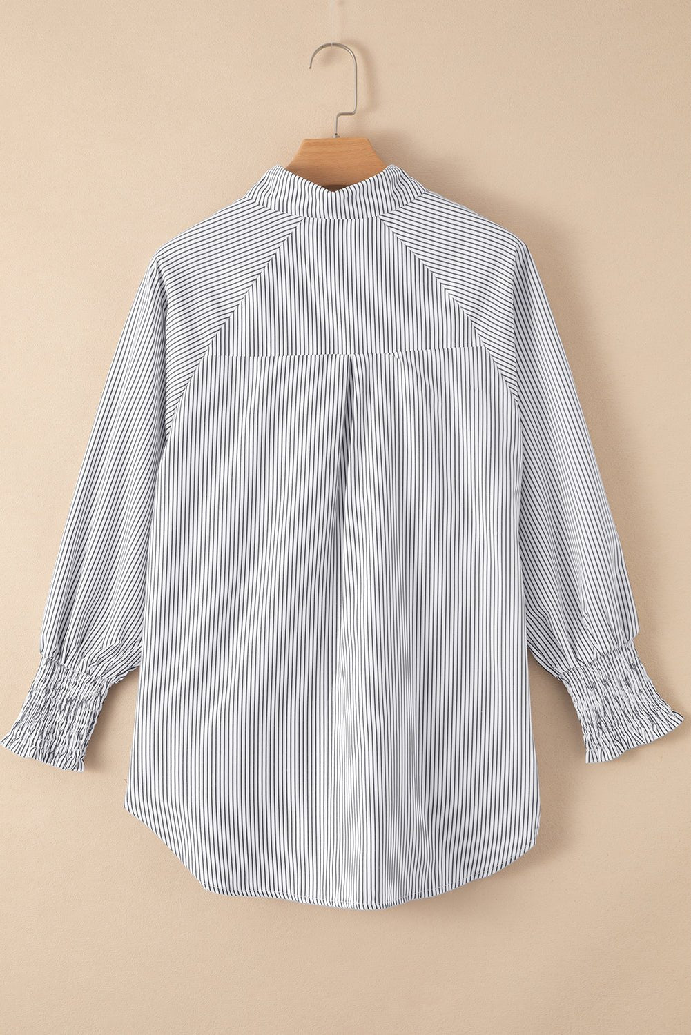 Pink Striped Casual Shirred Cuffs Shirt - MAD RUFFI