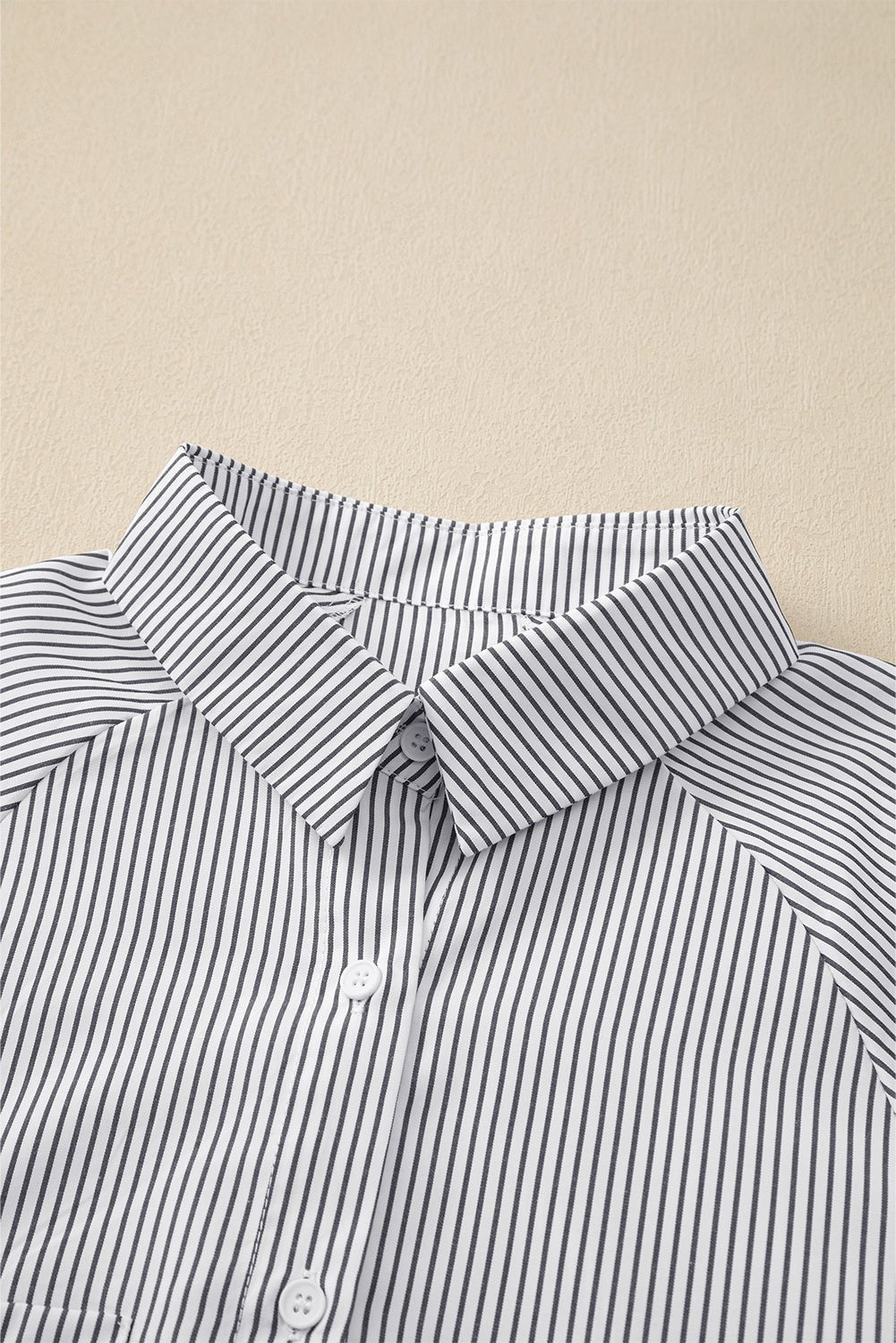 Pink Striped Casual Shirred Cuffs Shirt - MAD RUFFI