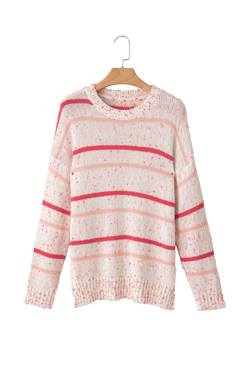 Pink Striped Confetti Drop Sleeve Knit Sweater - MAD RUFFI